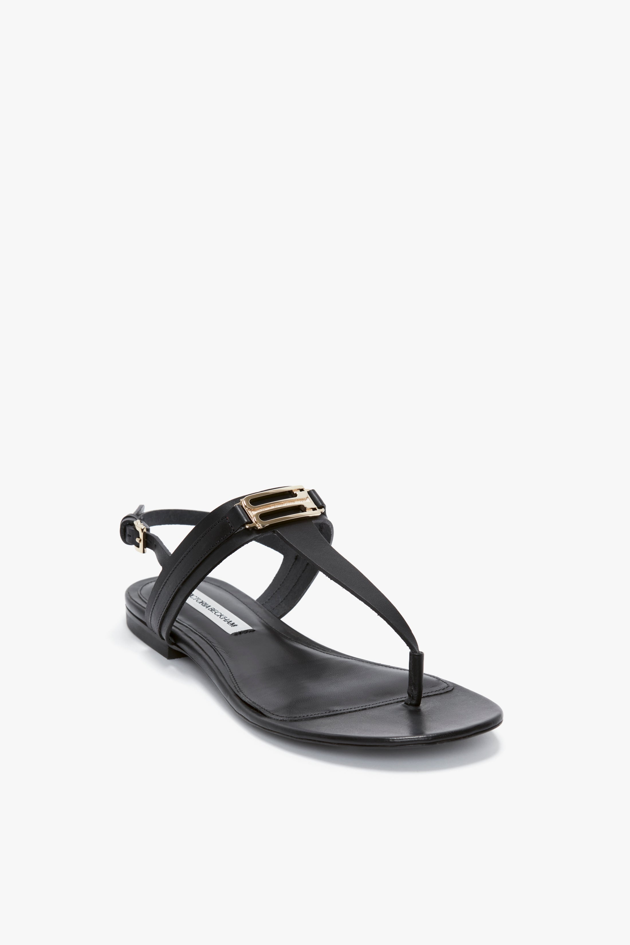 Flat Chain Sandal In Black Leather - 2