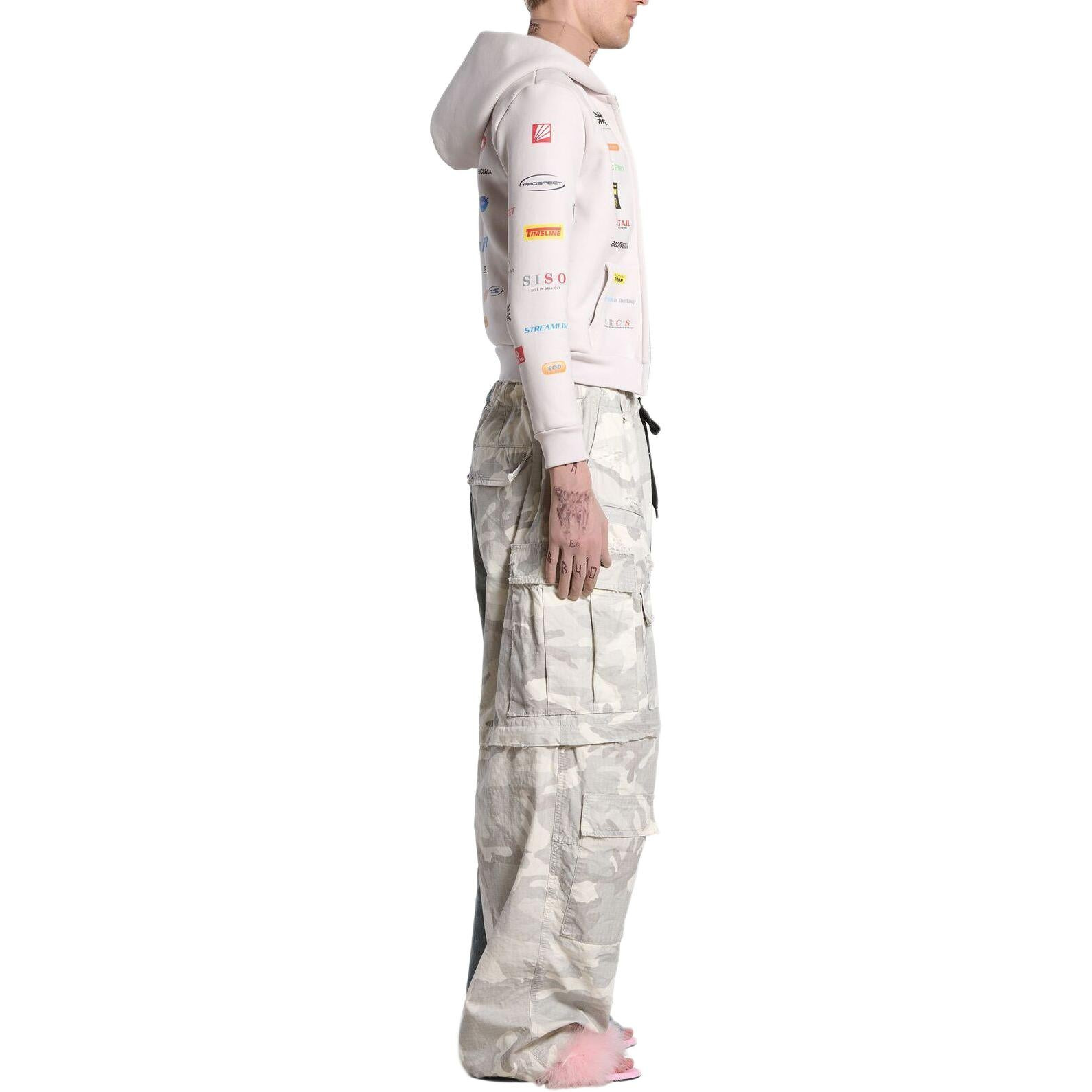 Balenciaga Business English Zip-up Hoodie 'Off White' 788243TQVH69016 - 3