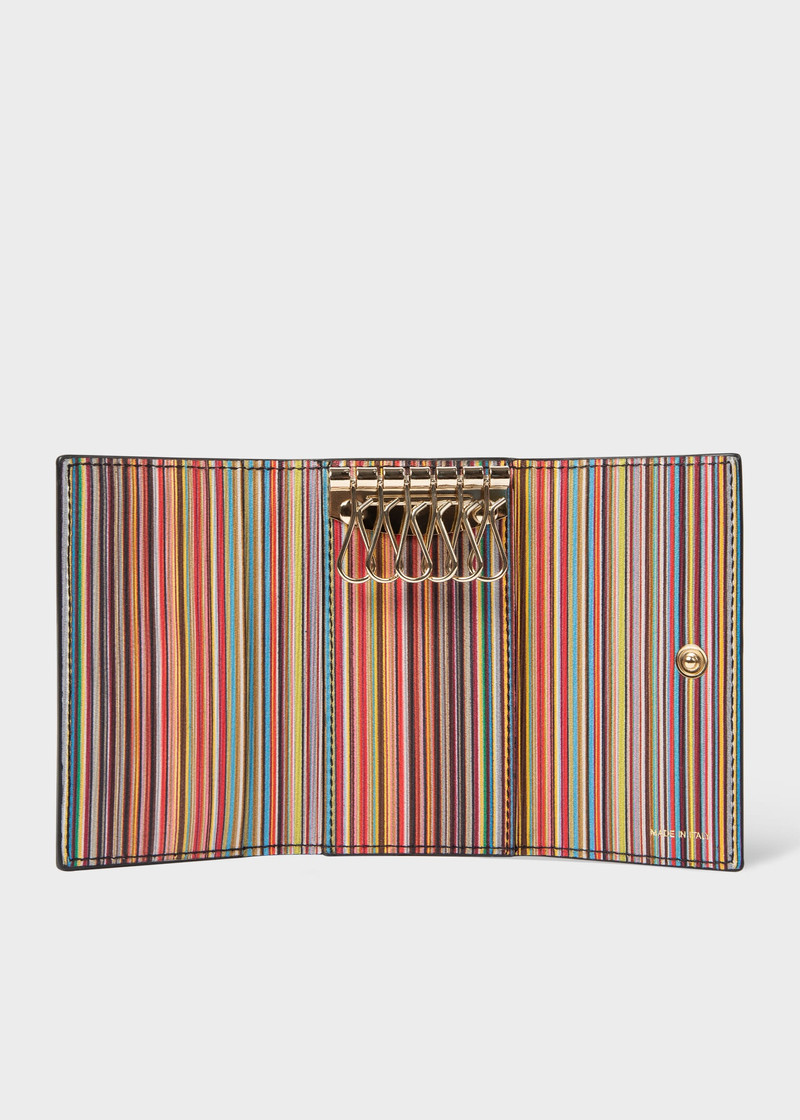 Paul Smith Leather 'Signature Stripe' Interior Key Case outlook