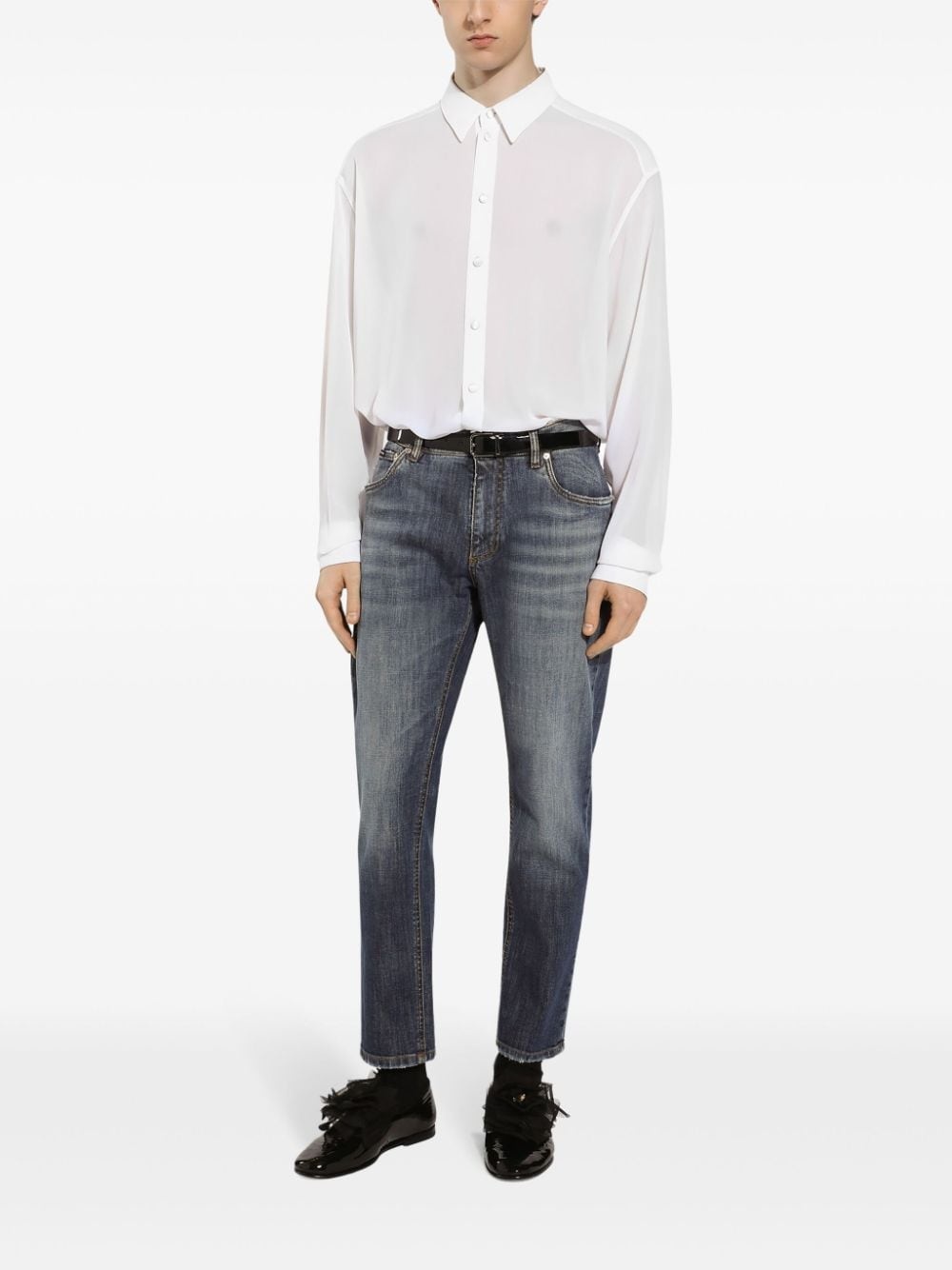 washed tapered jeans - 2