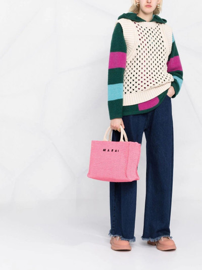 Marni small raffia tote bag outlook