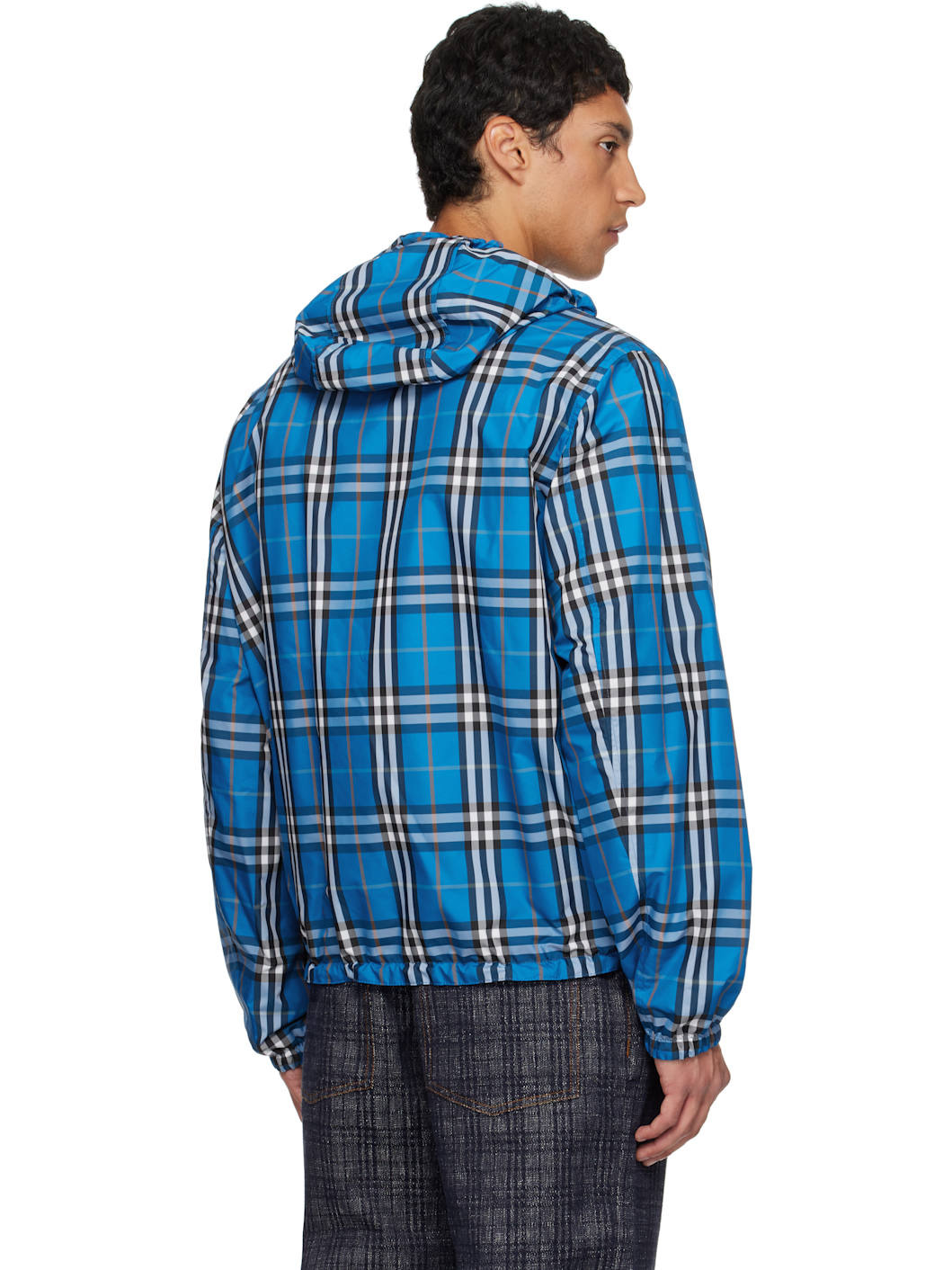 Blue & Black Hooded Reversible Jacket - 3