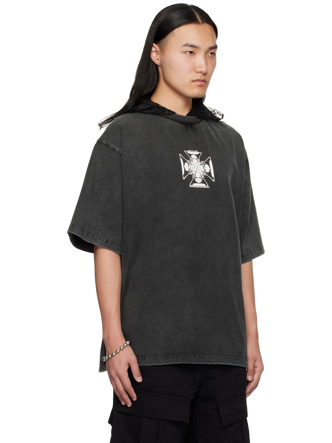 Black Heart Cross Layered T-shirt - 2