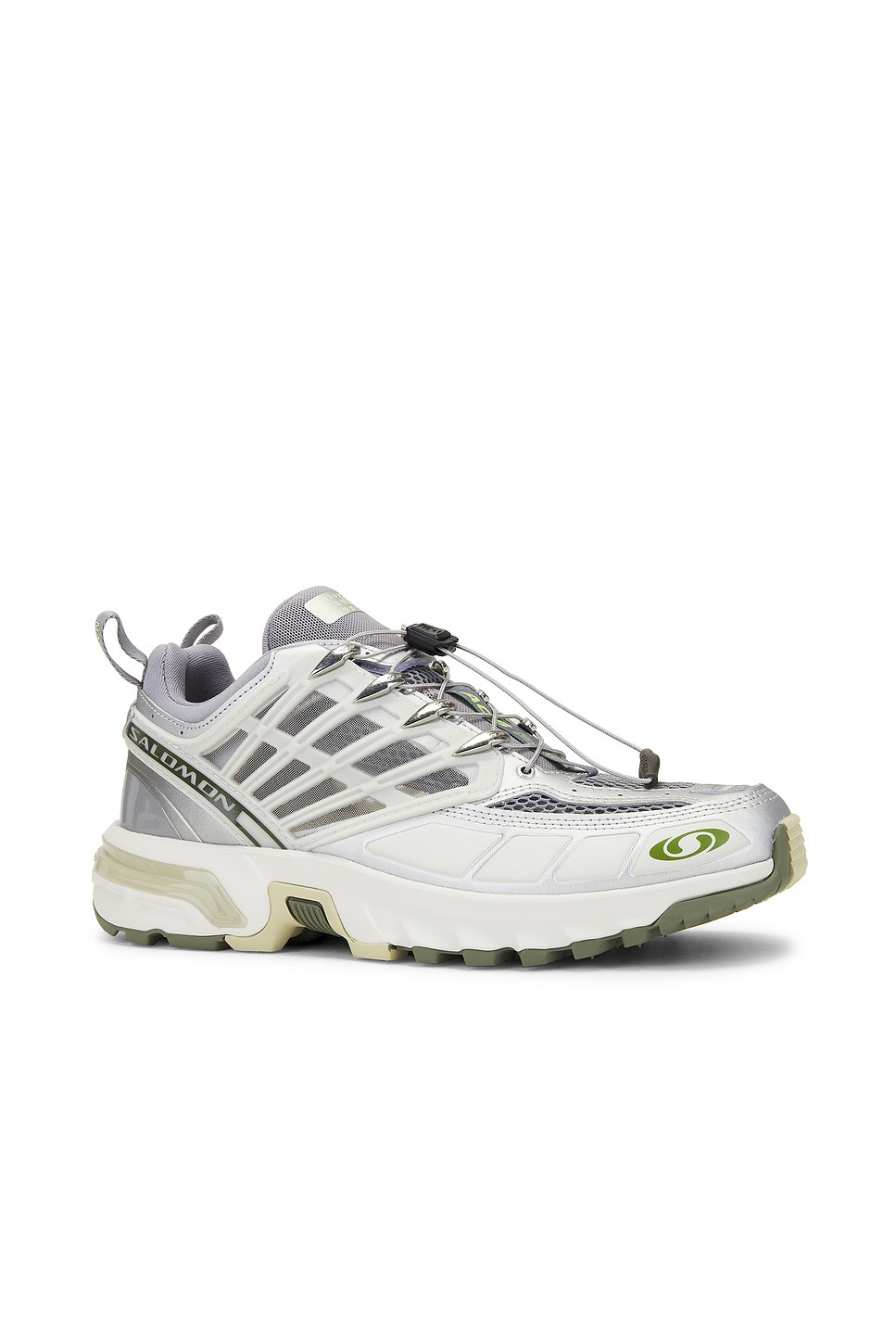 X Salomon Cross Low Sneakers in Sharkskin Silver & Sharp Green - 2
