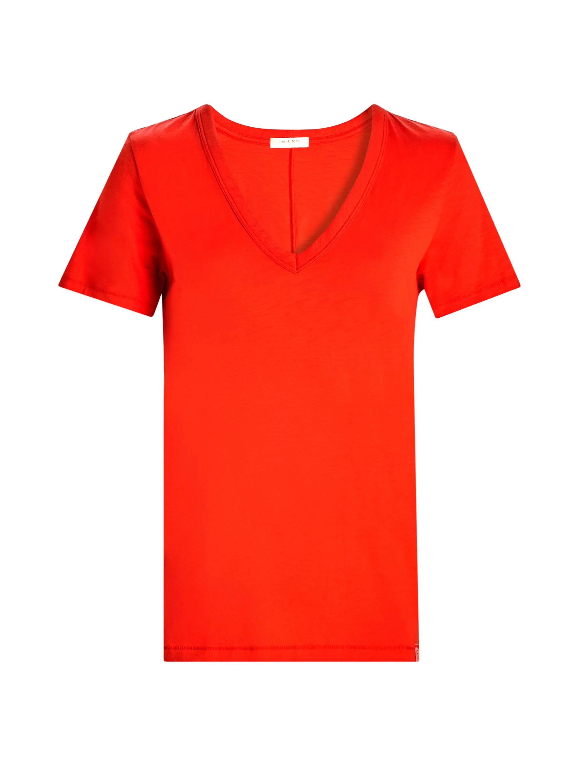 Women's The Slub Vee V-Neck T-Shirt - Bright Red - 1