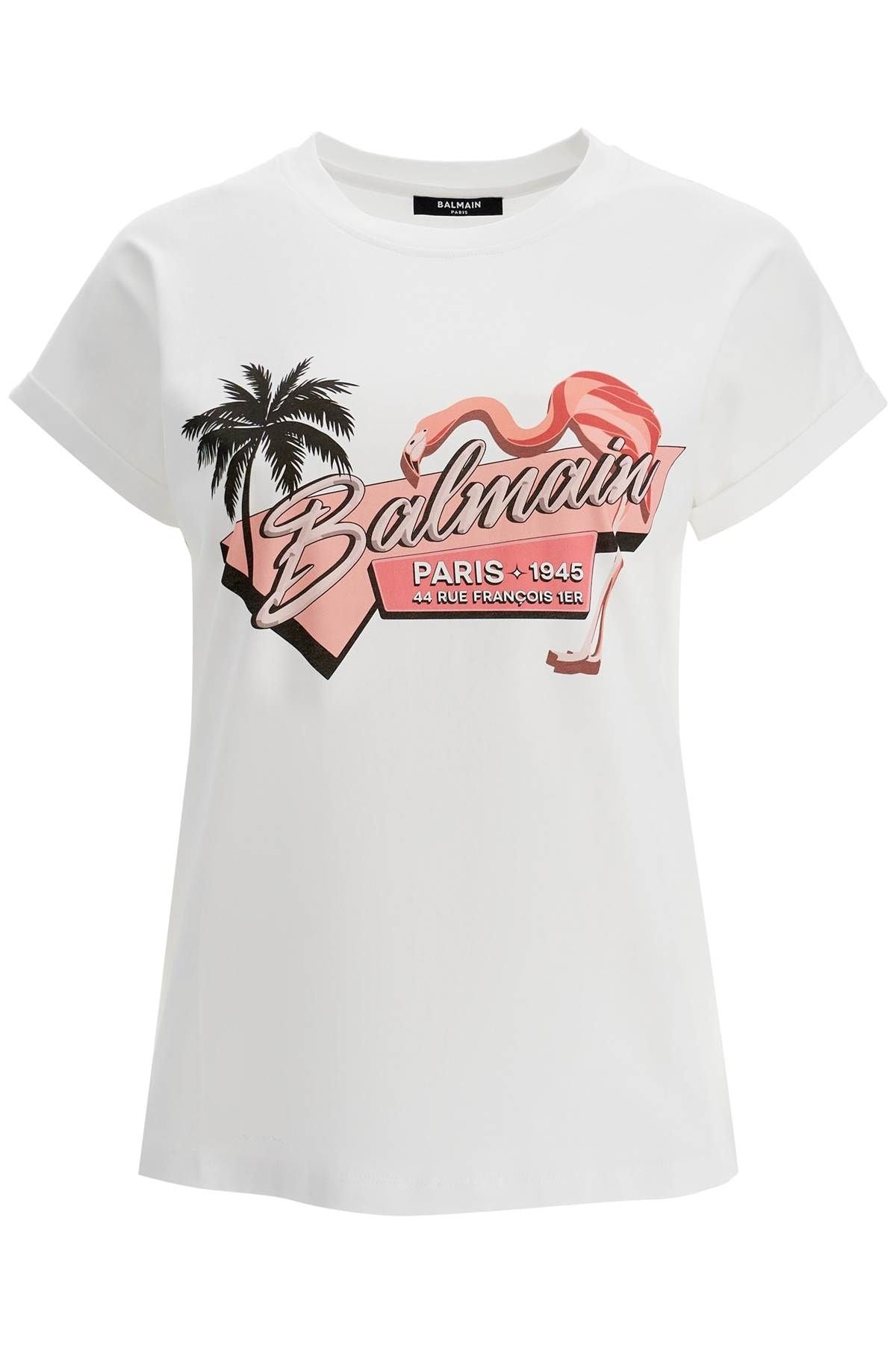 Balmain Flamingo Print T Shirt - 1