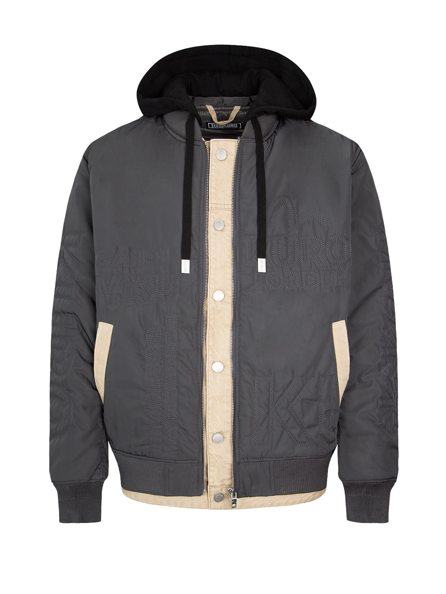 Multi Logo Embroidery Mock 3-in-1 Padded Bomber Jacket - 12