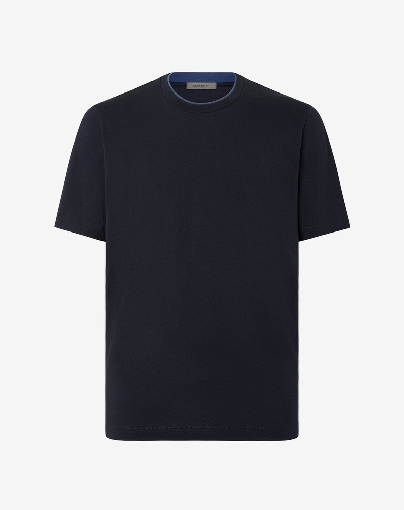 Navy blue crew neck cotton t-shirt 1