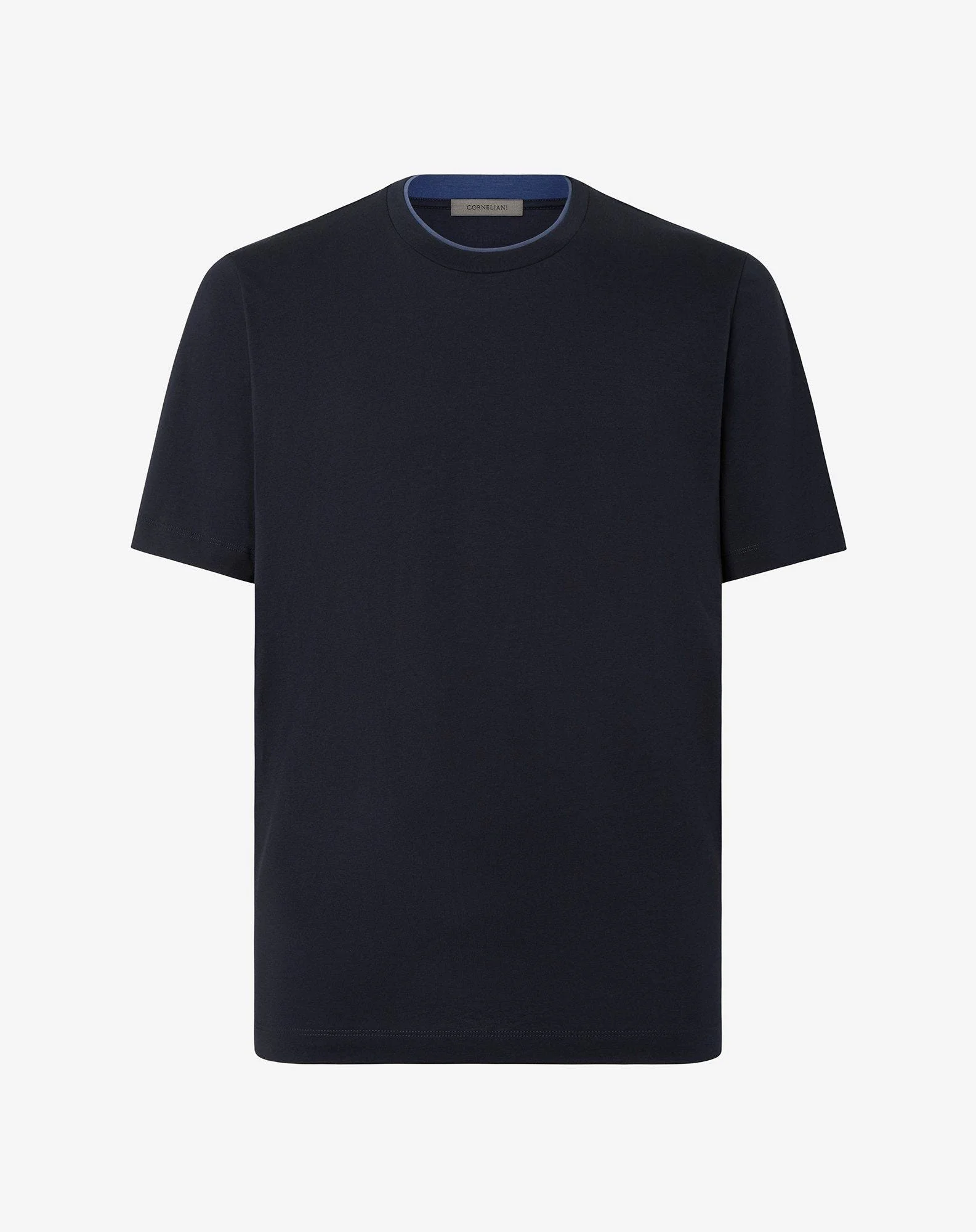 Navy blue crew neck cotton t-shirt - 1