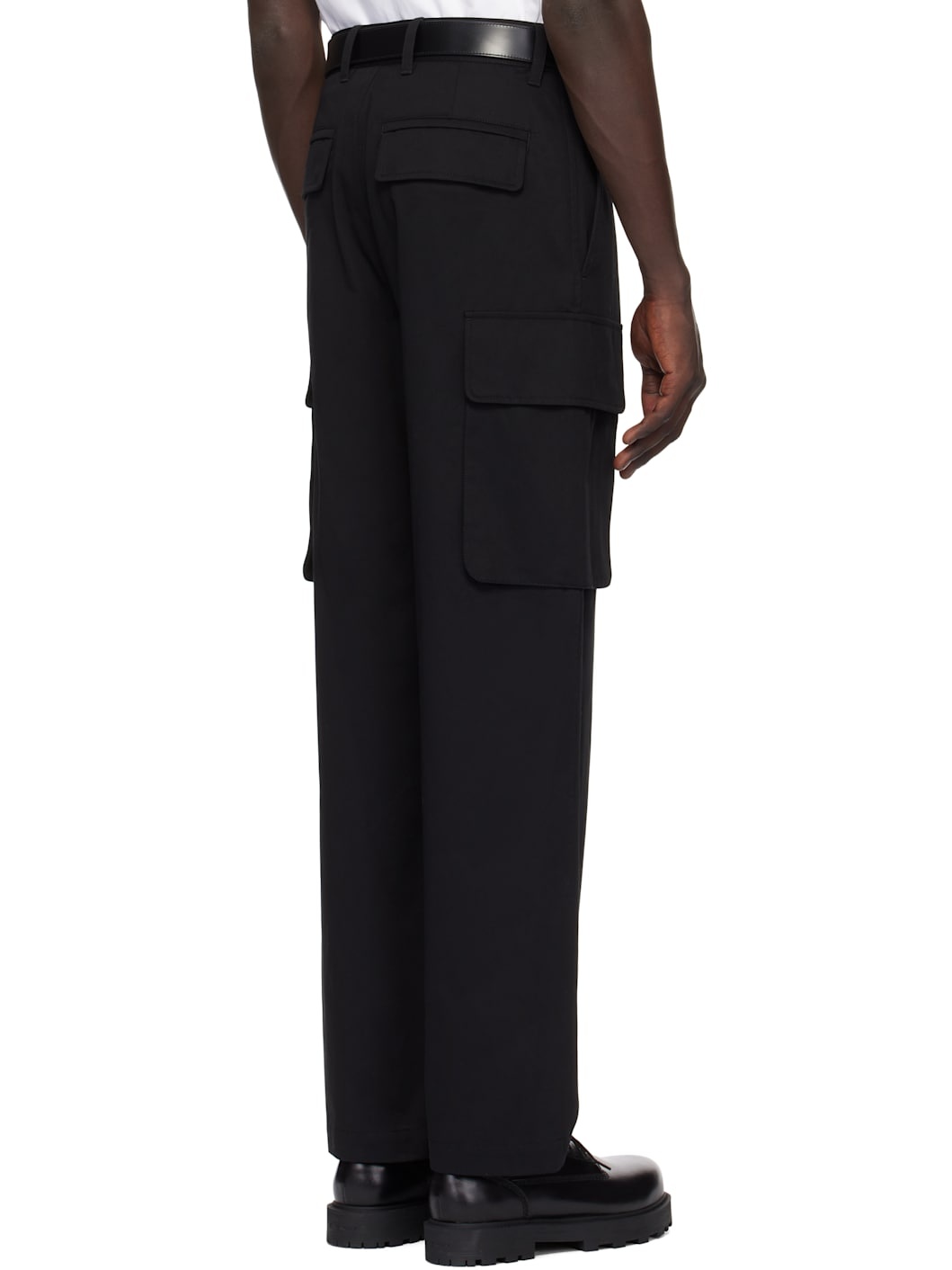 Black Cotton Cargo Pants - 3