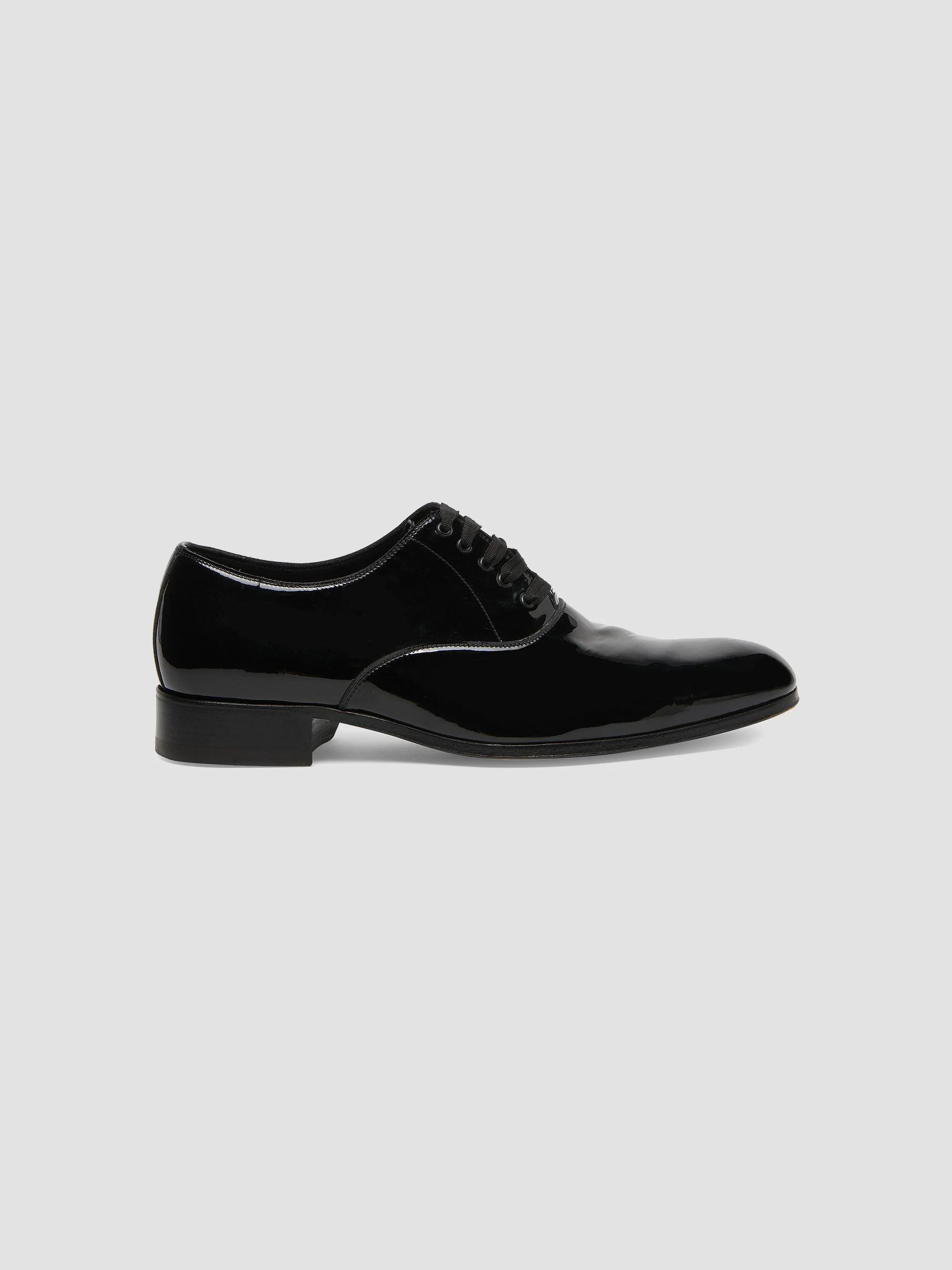 Men's Patent Lace-Up Oxfords - Black - 1