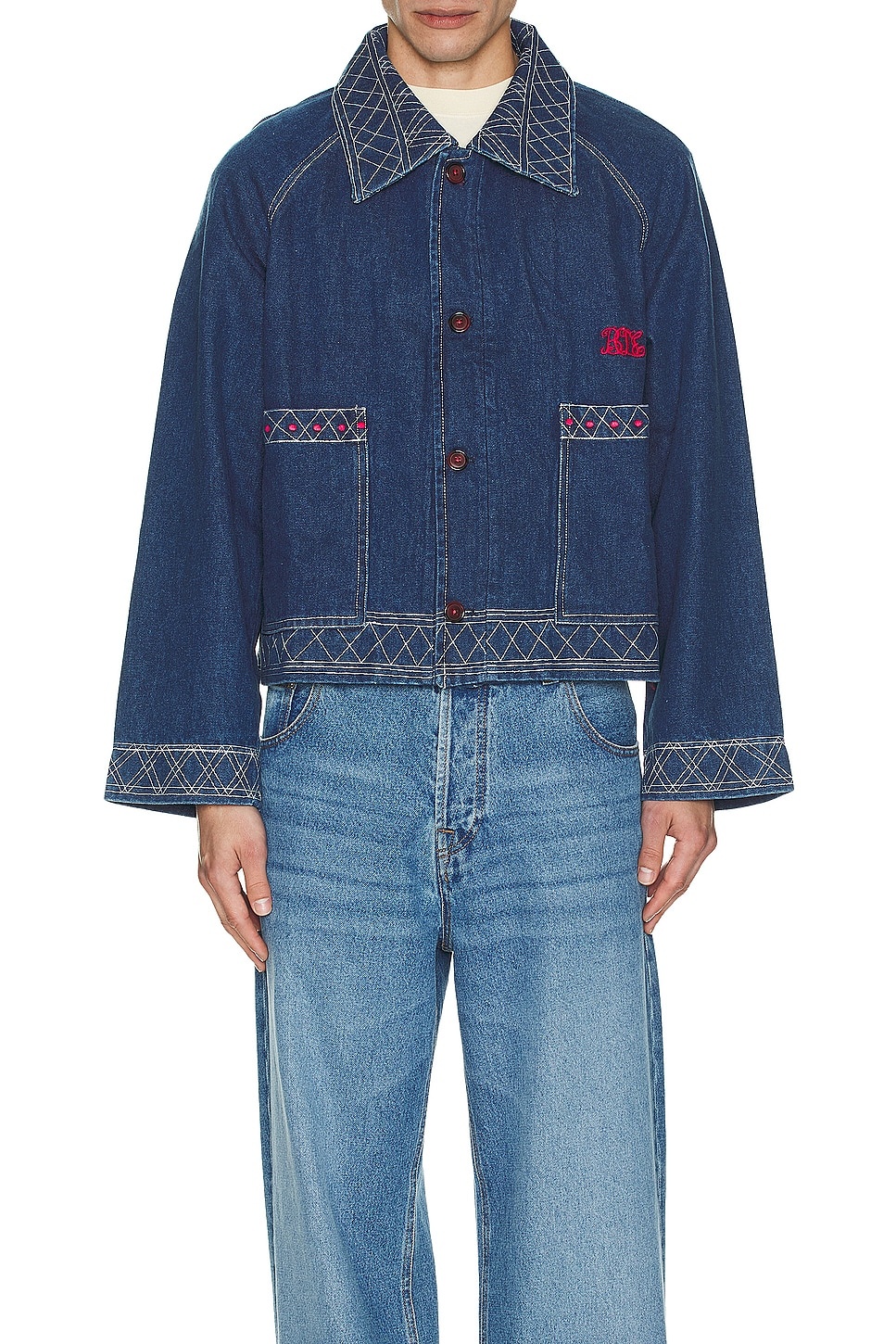 Embroidered Denim Jacket - 4