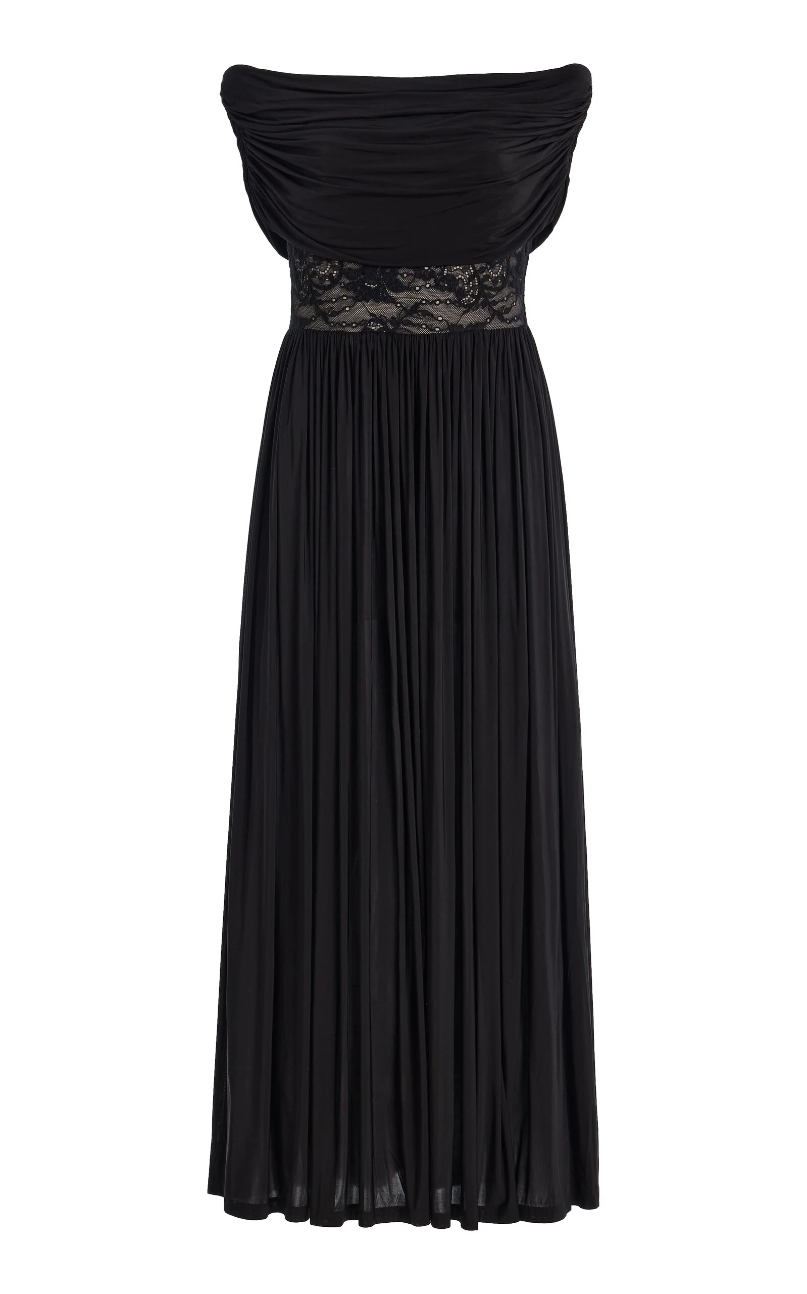 Off-The-Shoulder Lace-Detailed Jersey Maxi Dress black - 1