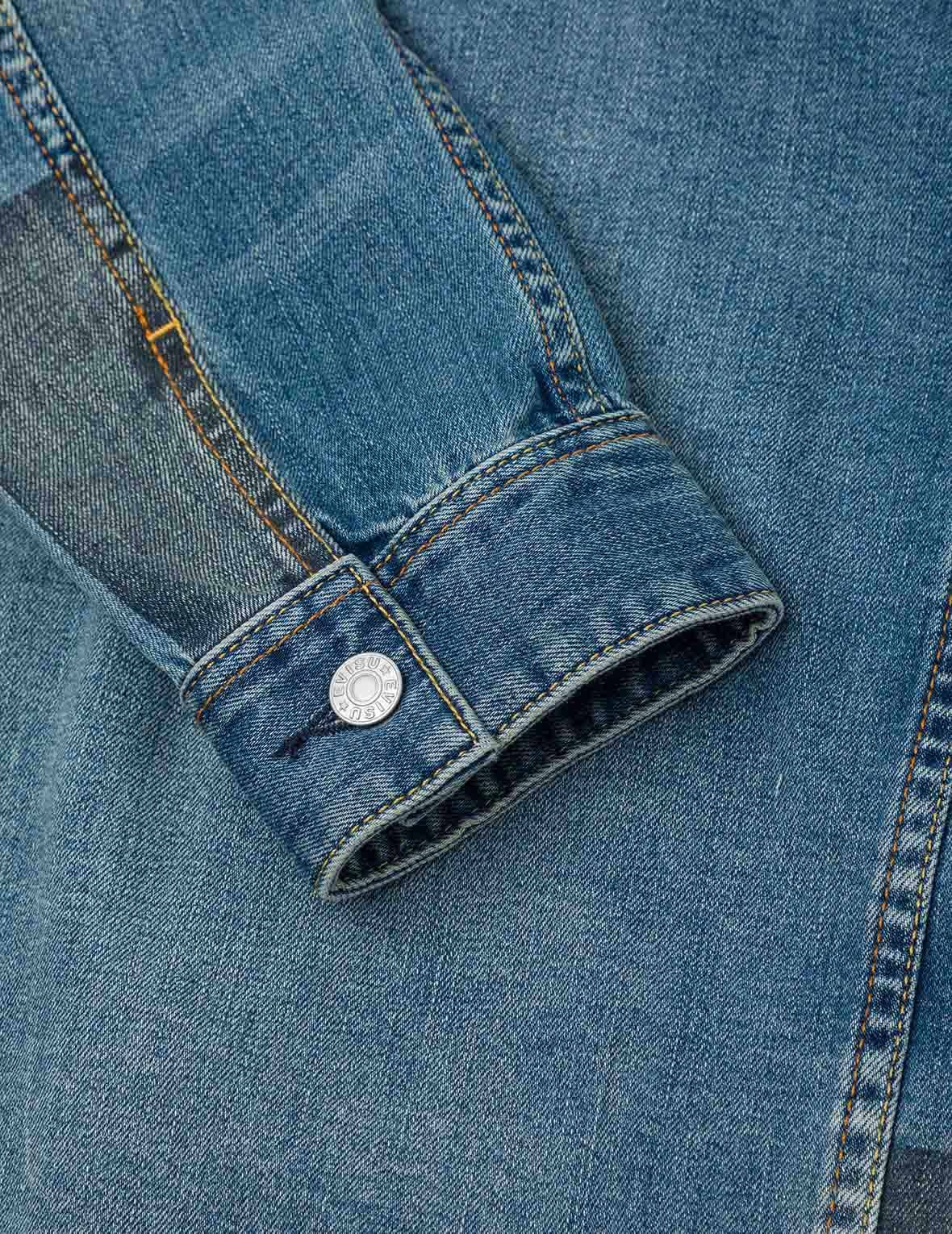 Two-tone Daicock Inserted Regular Fit Denim Jacket - 9