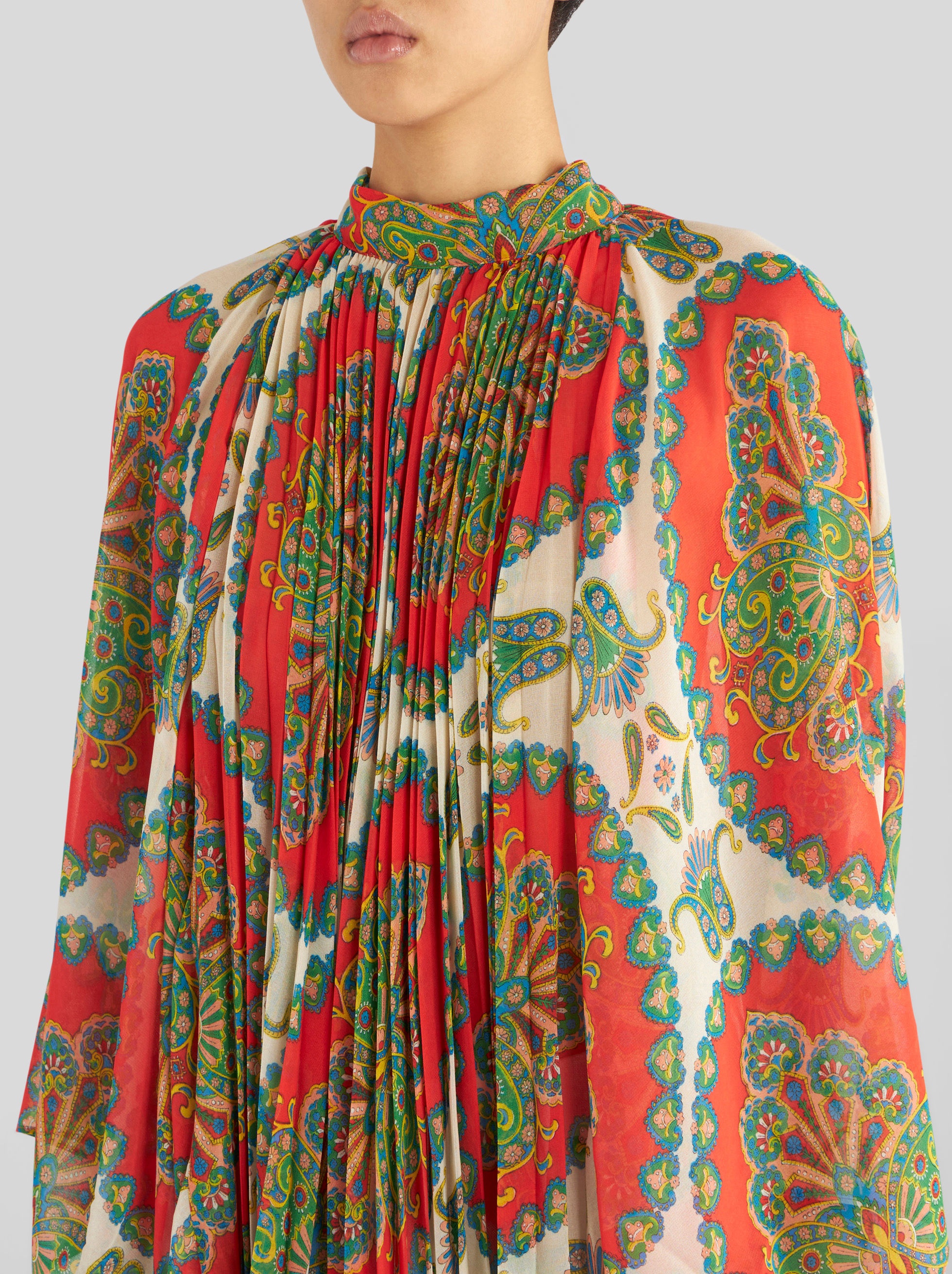 PLEATED PAISLEY PONCHO - 2