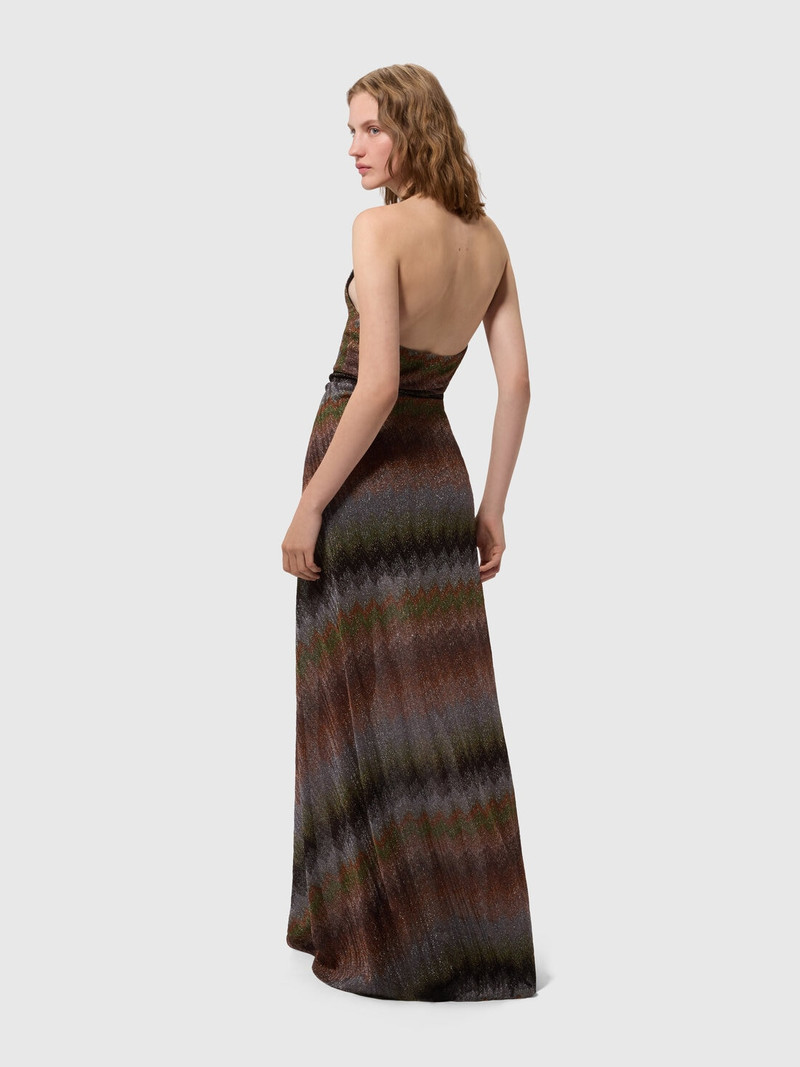 Snake-Pattern Viscose Lamé Gown with Halter Neck 3