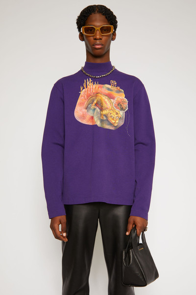 Acne Studios Long sleeved dinosaur print t-shirt deep purple outlook