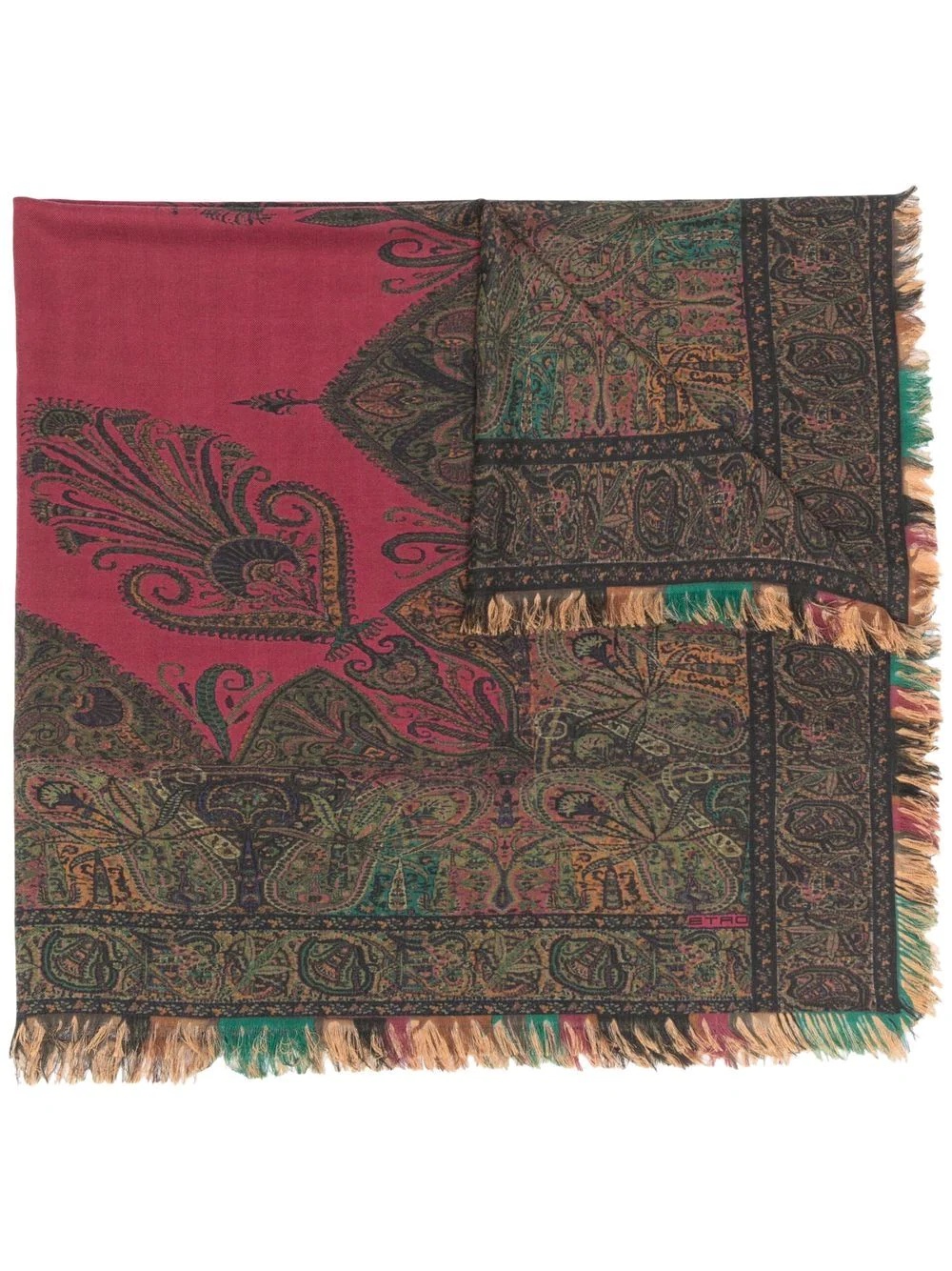 paisley-print fringed-edge scarf - 1