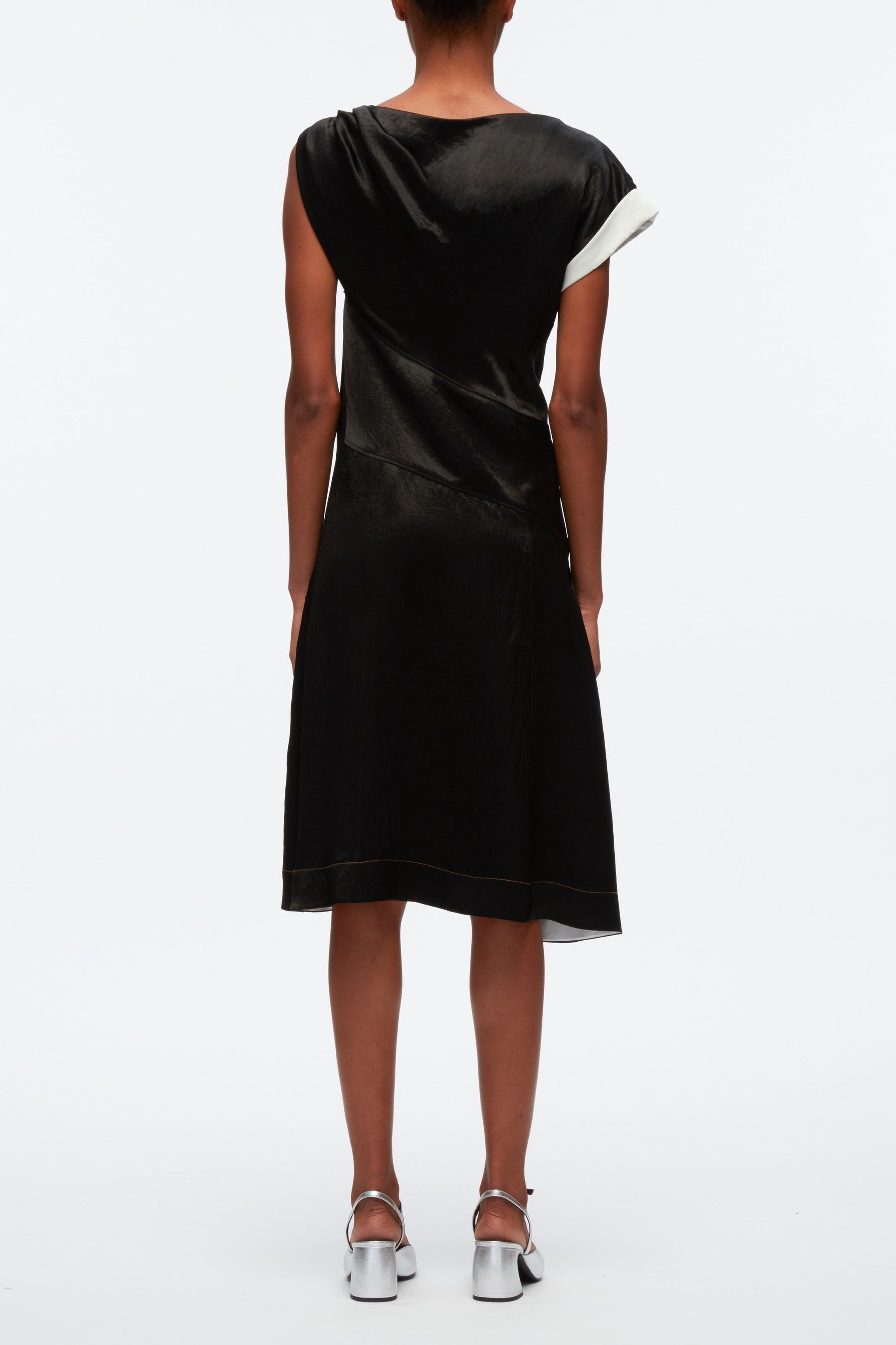 Floral Bouquet Appliqué Draped Twist Dress - 4