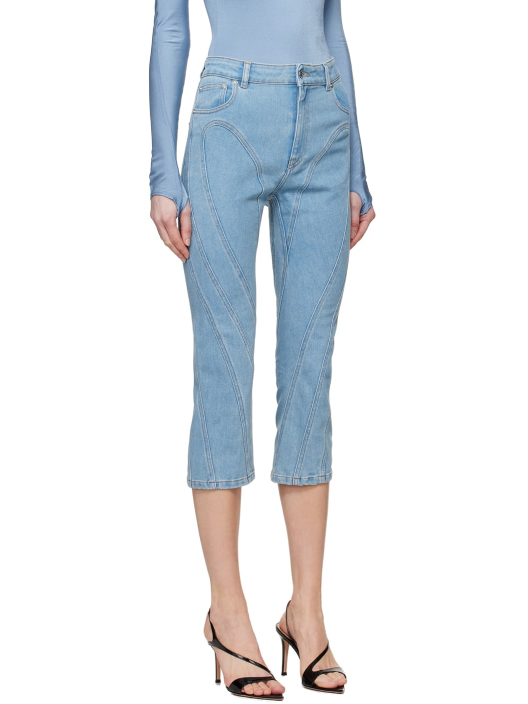 Blue Spiral Crop Jeans - 2