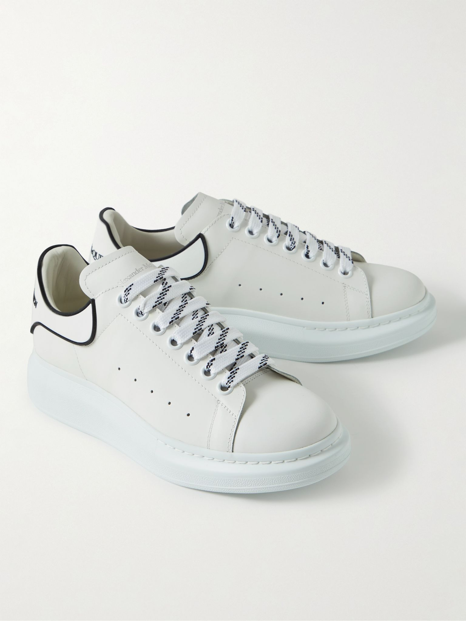 Exaggerated-Sole Rubber-Trimmed Leather Sneakers White - 2