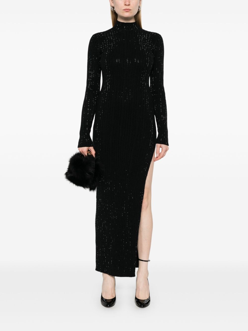rhinestone knitted maxi dress - 2