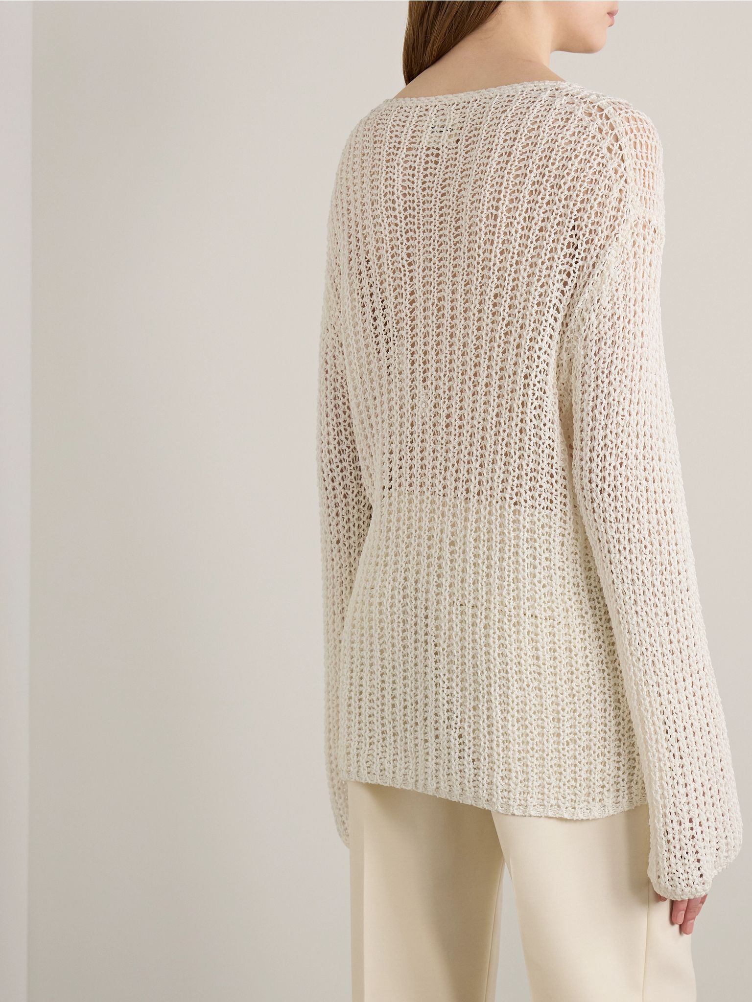 Elowen open-knit cotton sweater Cream - 3
