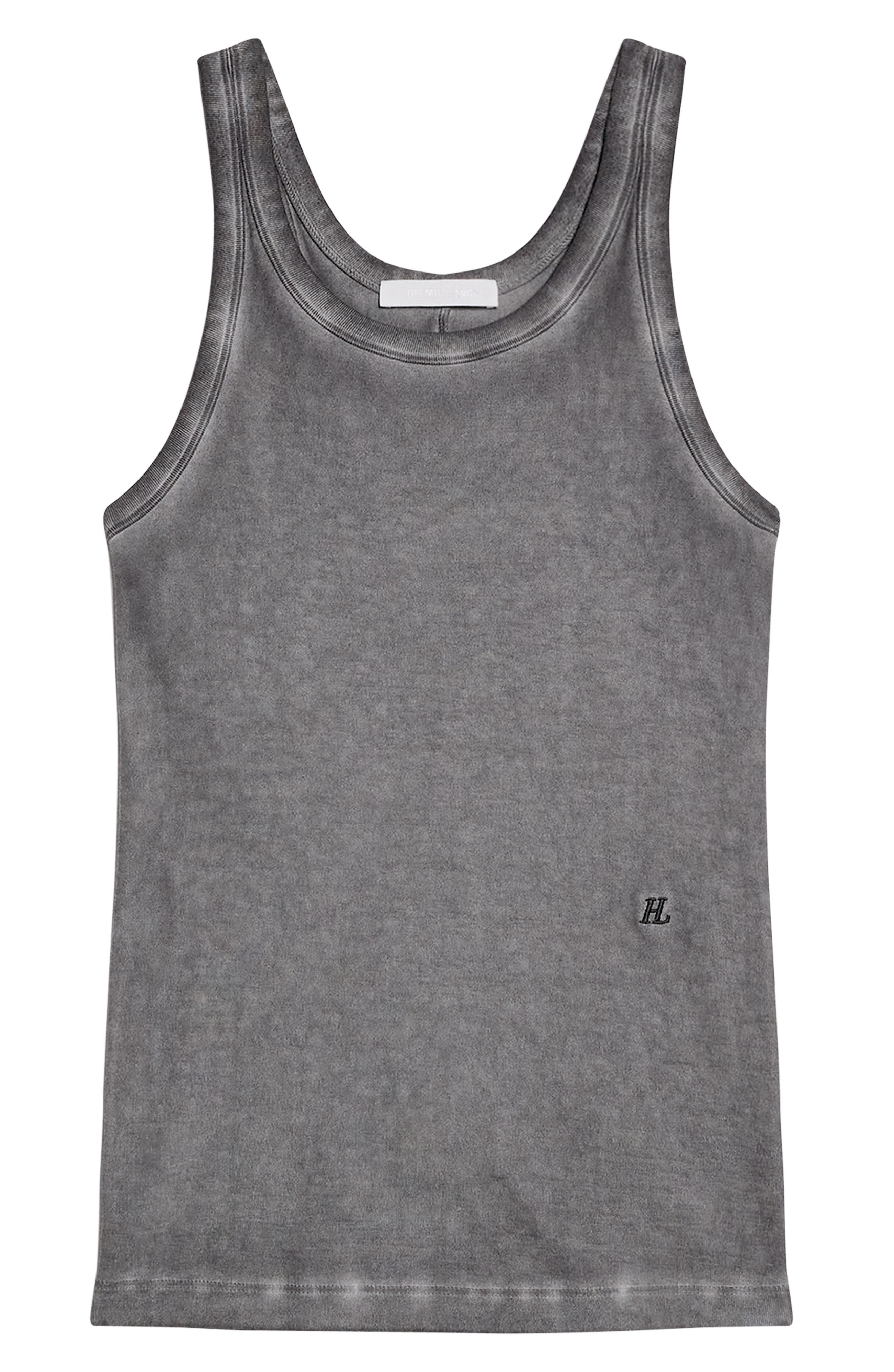 Helmut Lang Garment Dyed Racerback Pima Cotton Tank Top in Gunmetal at Nordstrom - 5