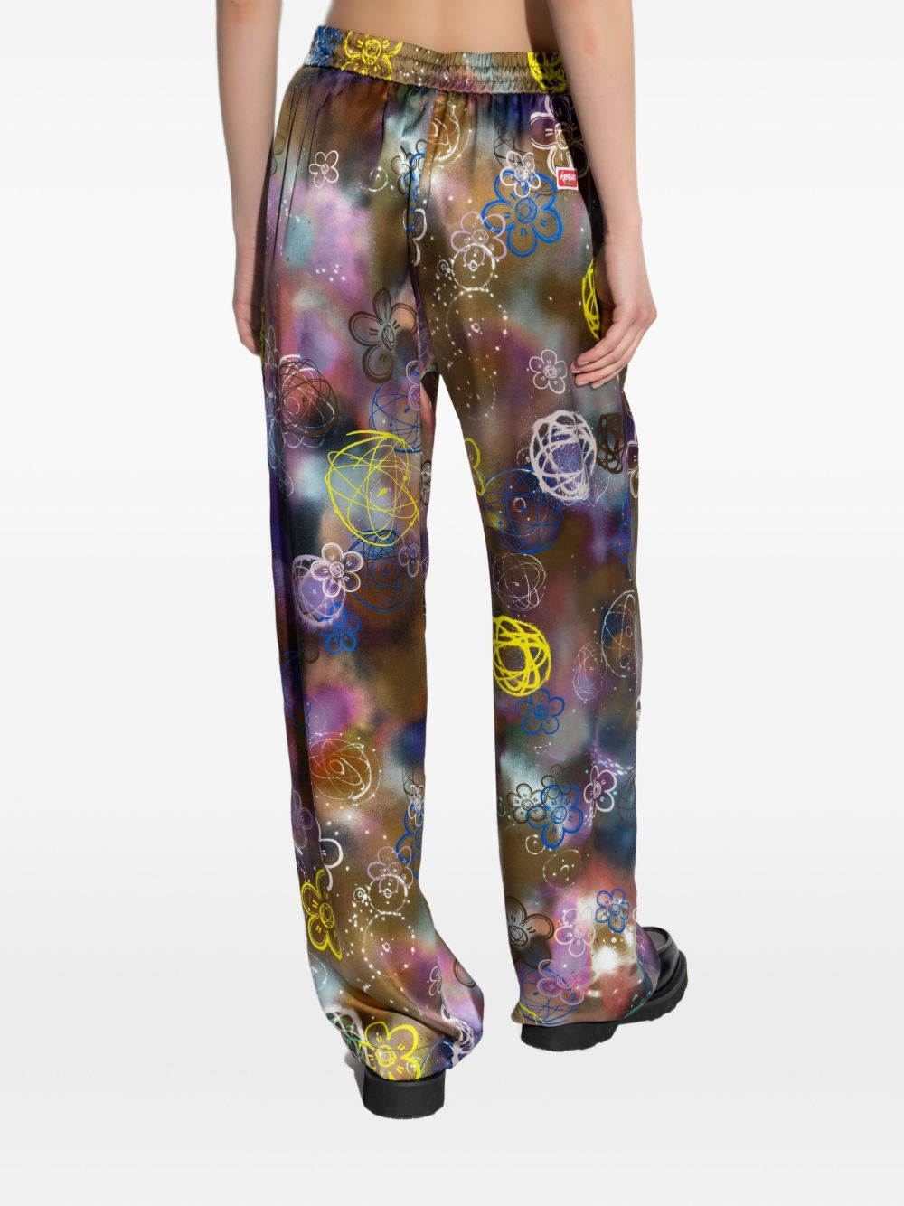 floral-print drawstring straight trousers - 4