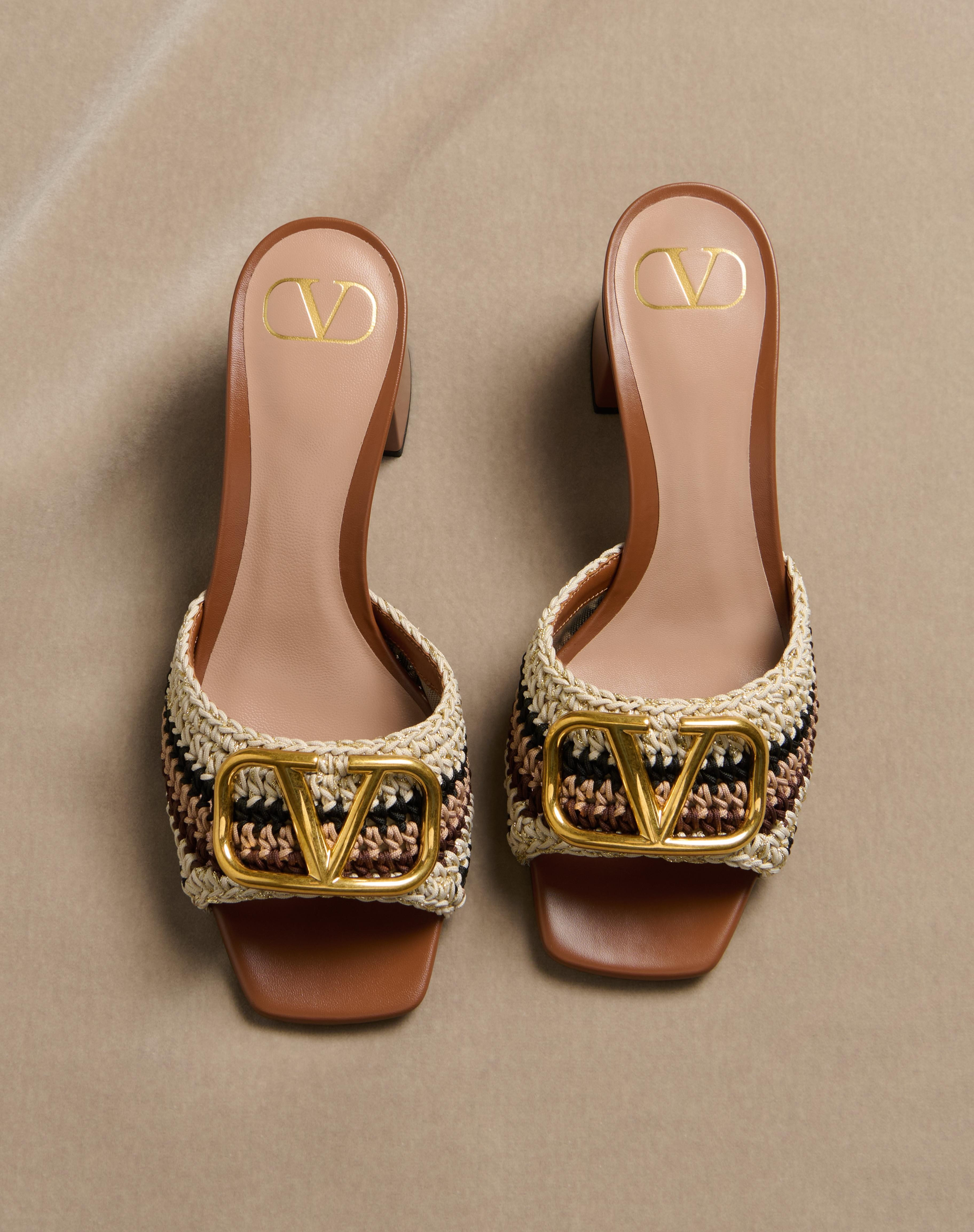 VLOGO SIGNATURE SLIDE SANDAL WITH CROCHET EMBROIDERY 60MM - 8
