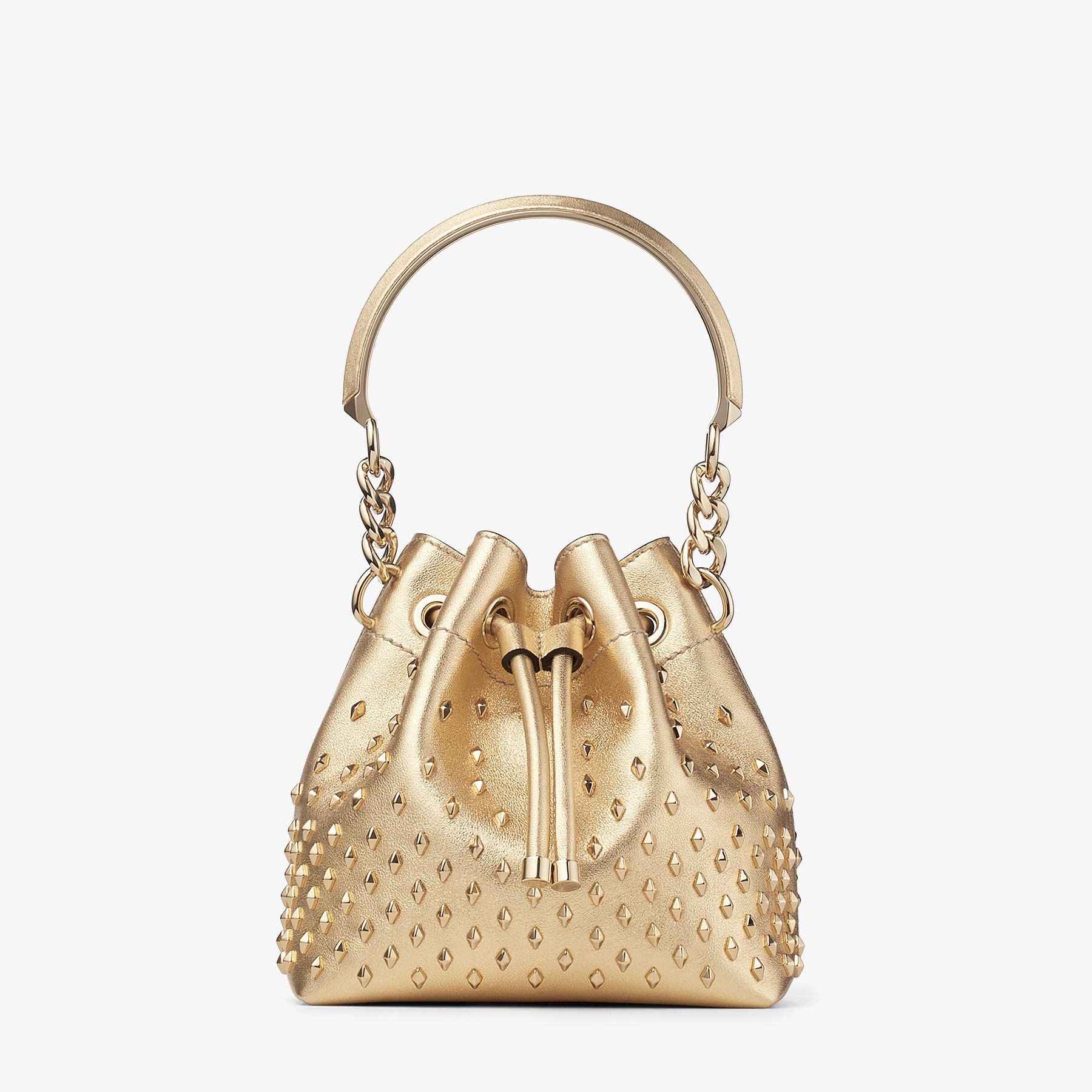 Bon Bon Bucket S
Gold Metallic Nappa Leather Bucket Bag with Studs - 1