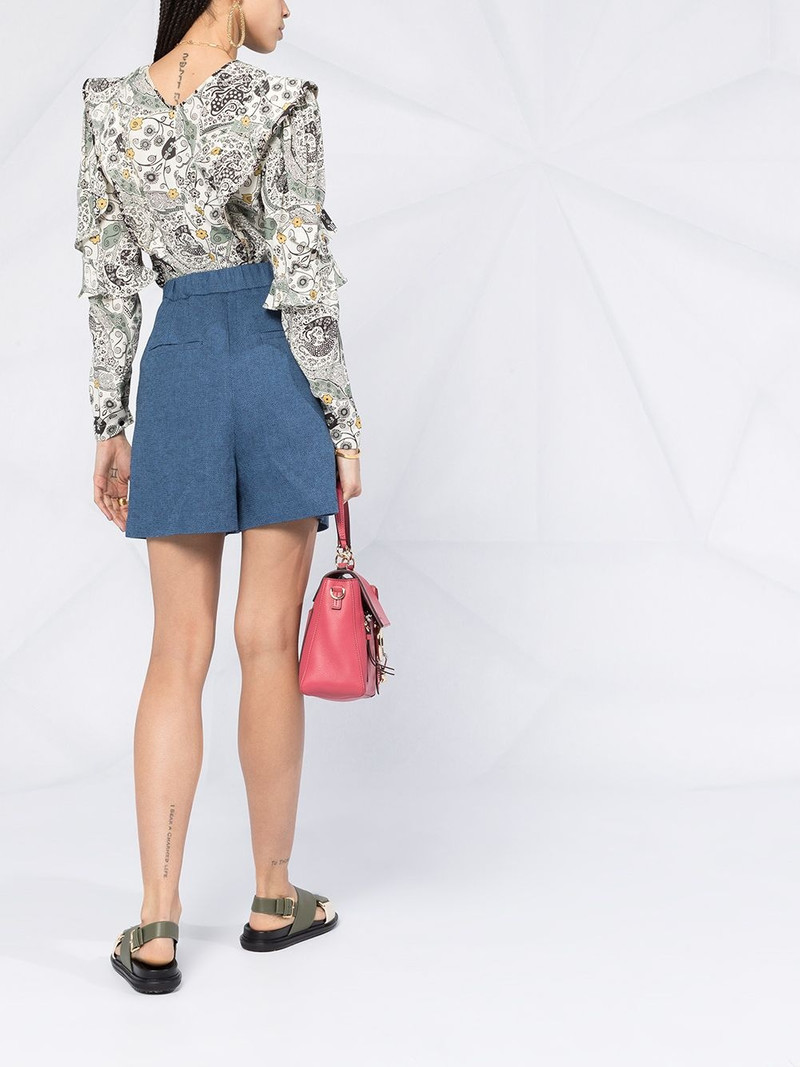 floral print ruffle 트림 블라우스 4