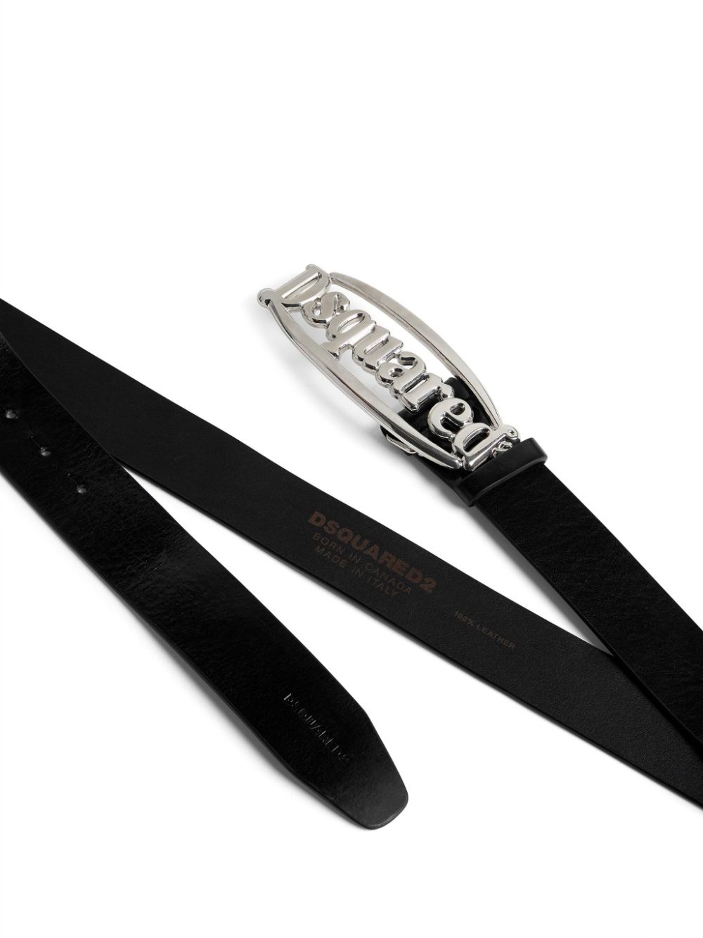 logo-buckle leather belt - 2
