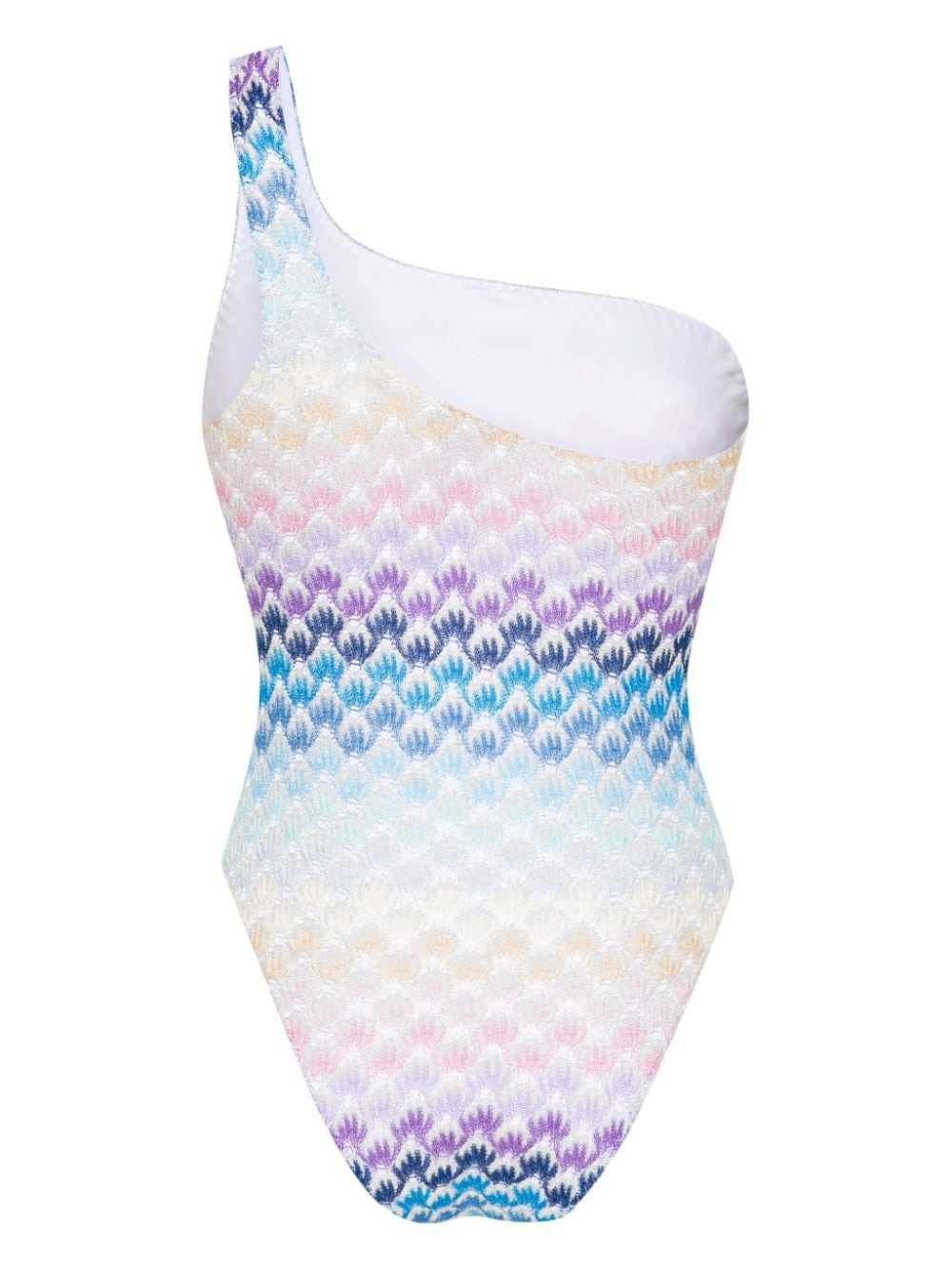 knitted-overlay one-shoulder swimsuit - 2