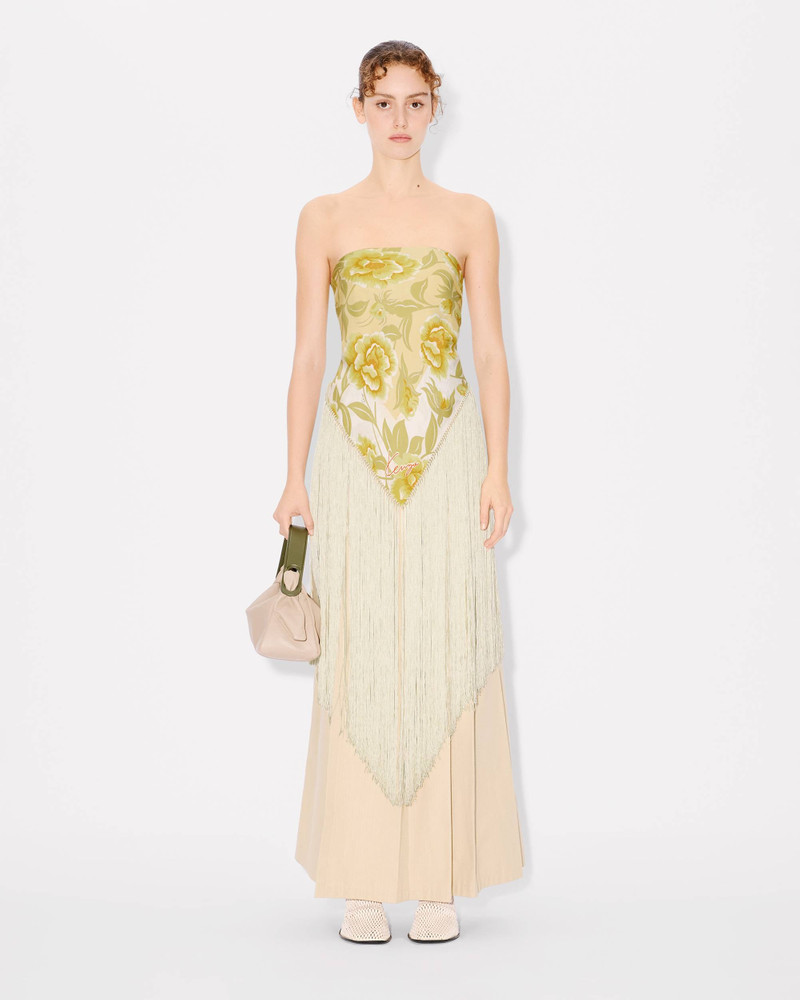 'KENZO Peonies' large tassel triangle in silk 3