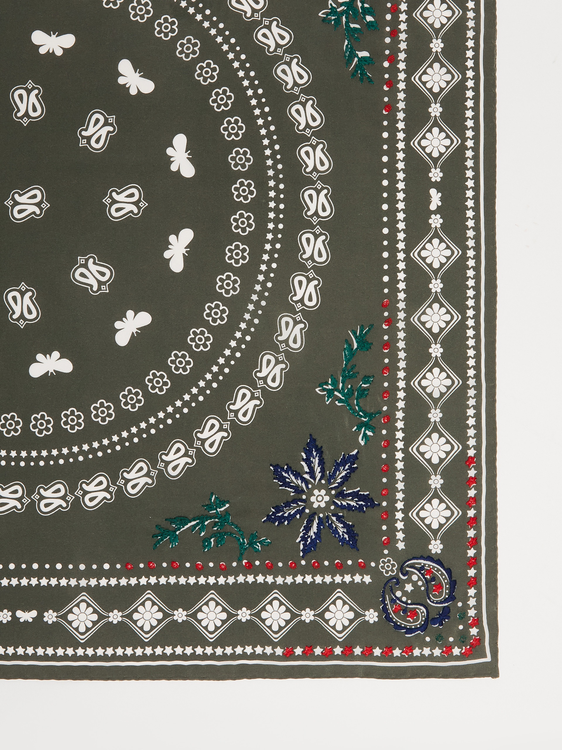 ZELMA Silk scarf with print and embroidery detail - 2