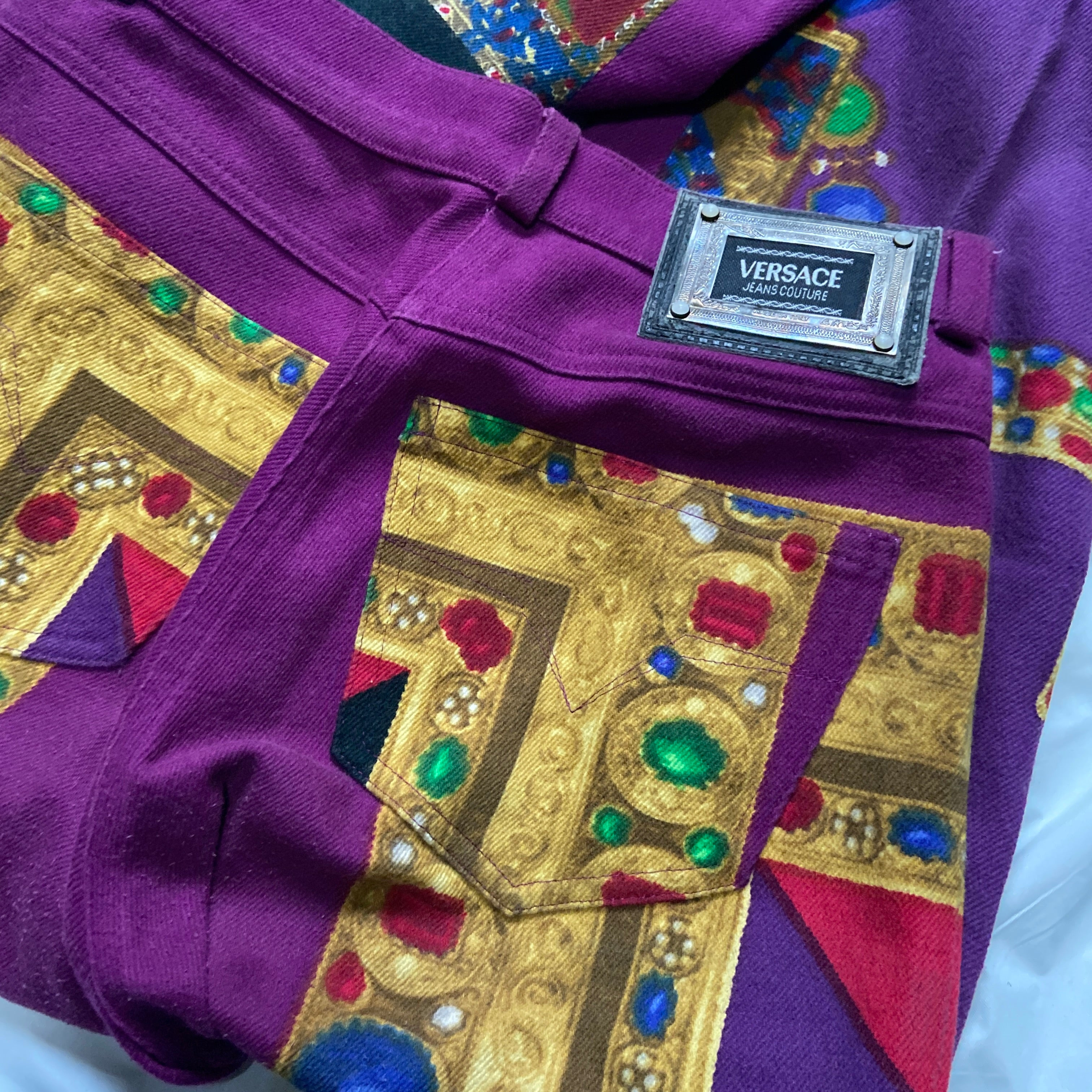 Versace fw91 le madonna cross gothic trompe l'oeil jeans - 14