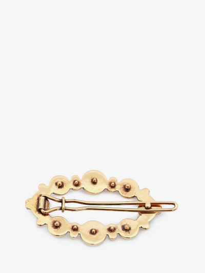 Alexander McQueen Pearly Skull Hair Clip in Antique Gold outlook