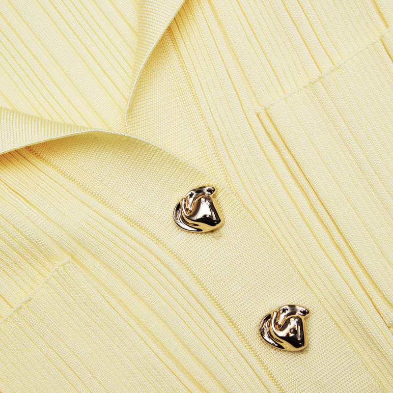 Yellow Ribbed Viscose Knit Top 5