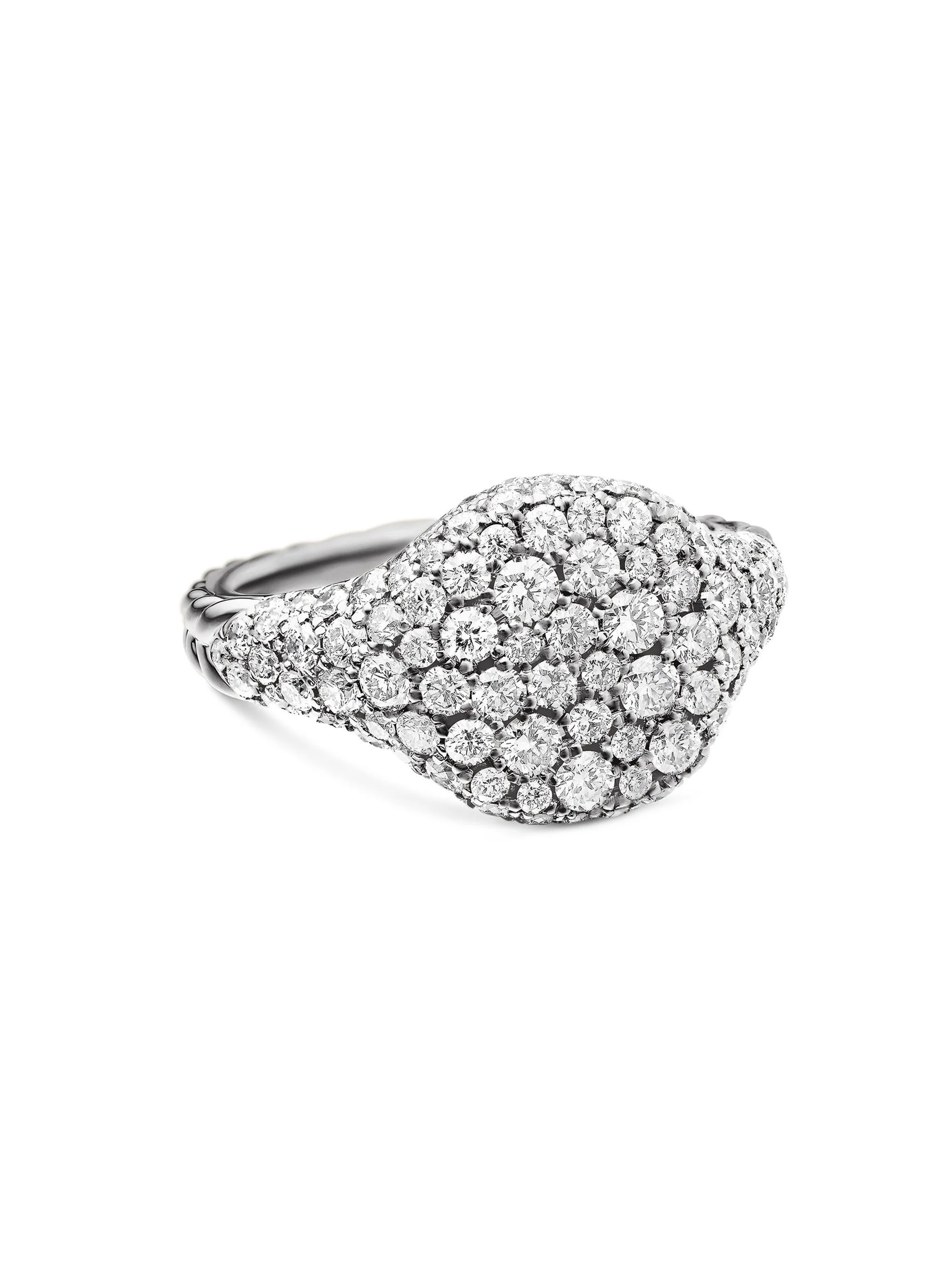 Women's Chevron Pinky Ring in 18K White Gold - Diamond - 1