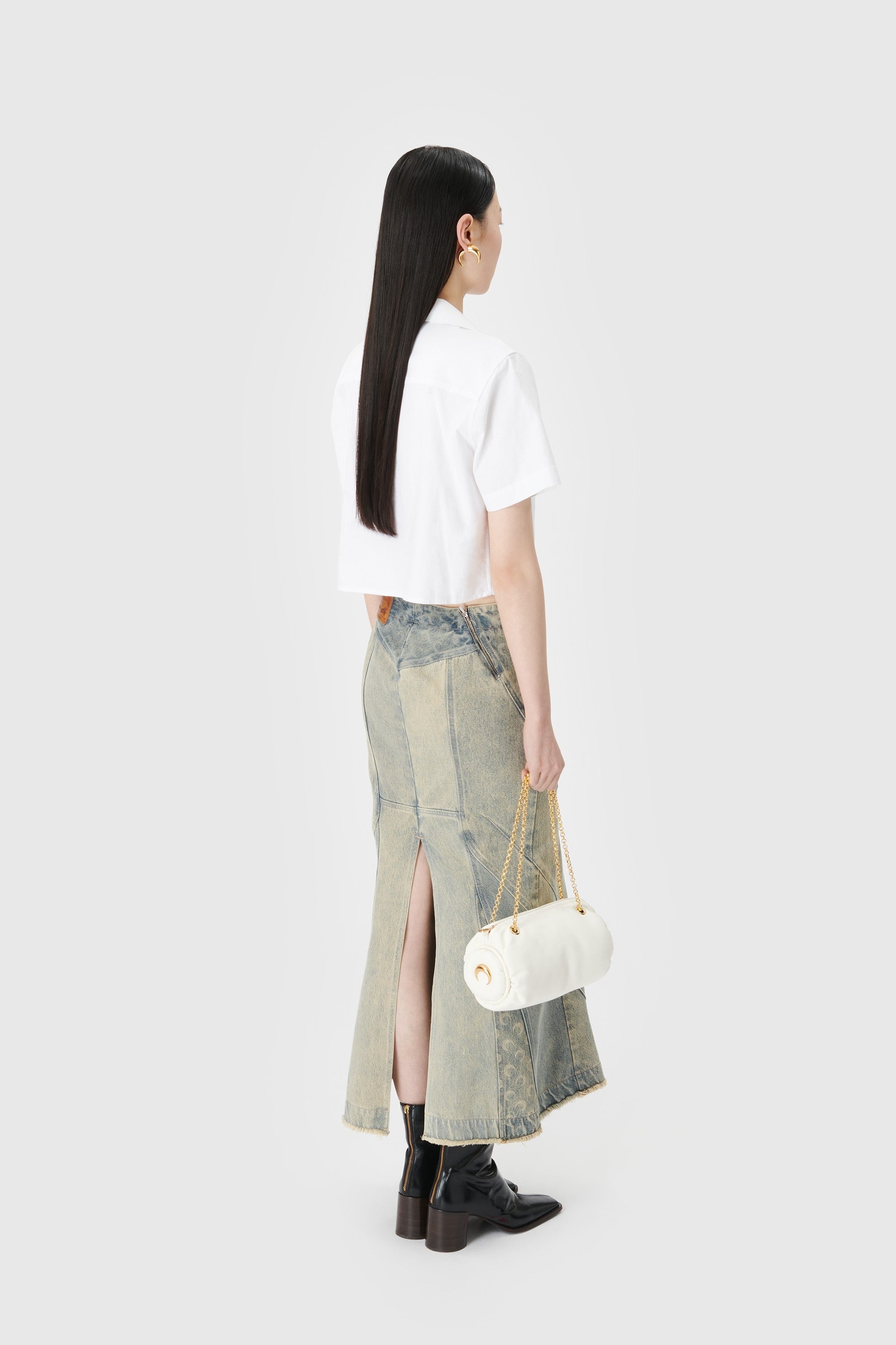 Regenerated Denim Flared Skirt - 6
