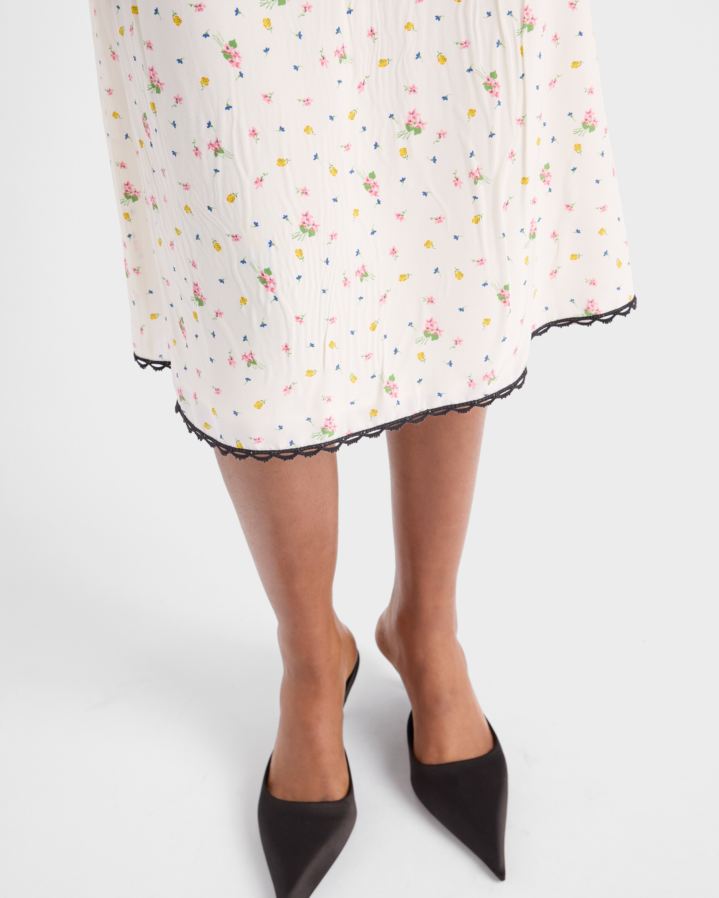 Floral print pongé skirt - 4