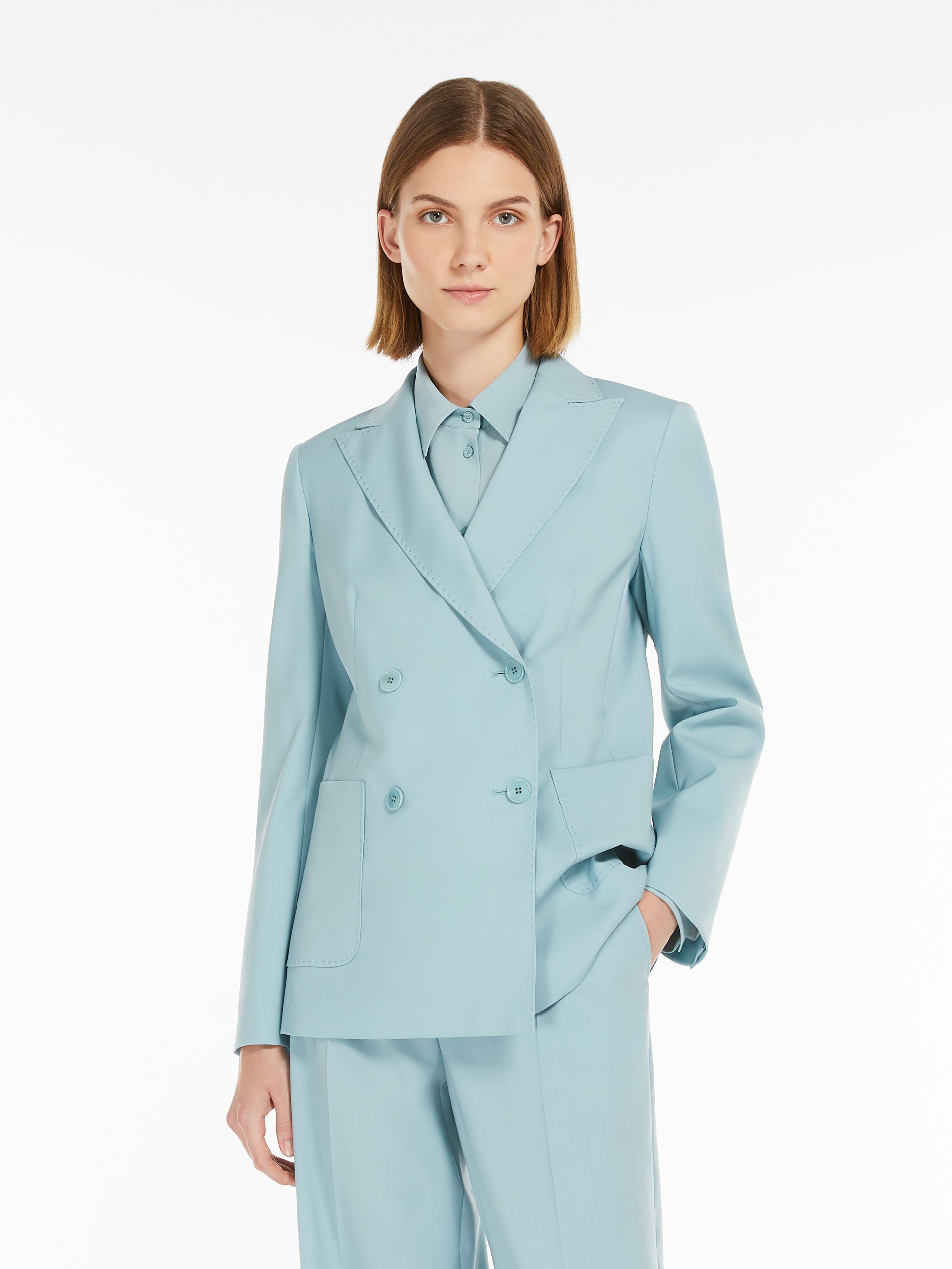 NERVOSO Double-breasted blazer in stretch wool canvas - 5