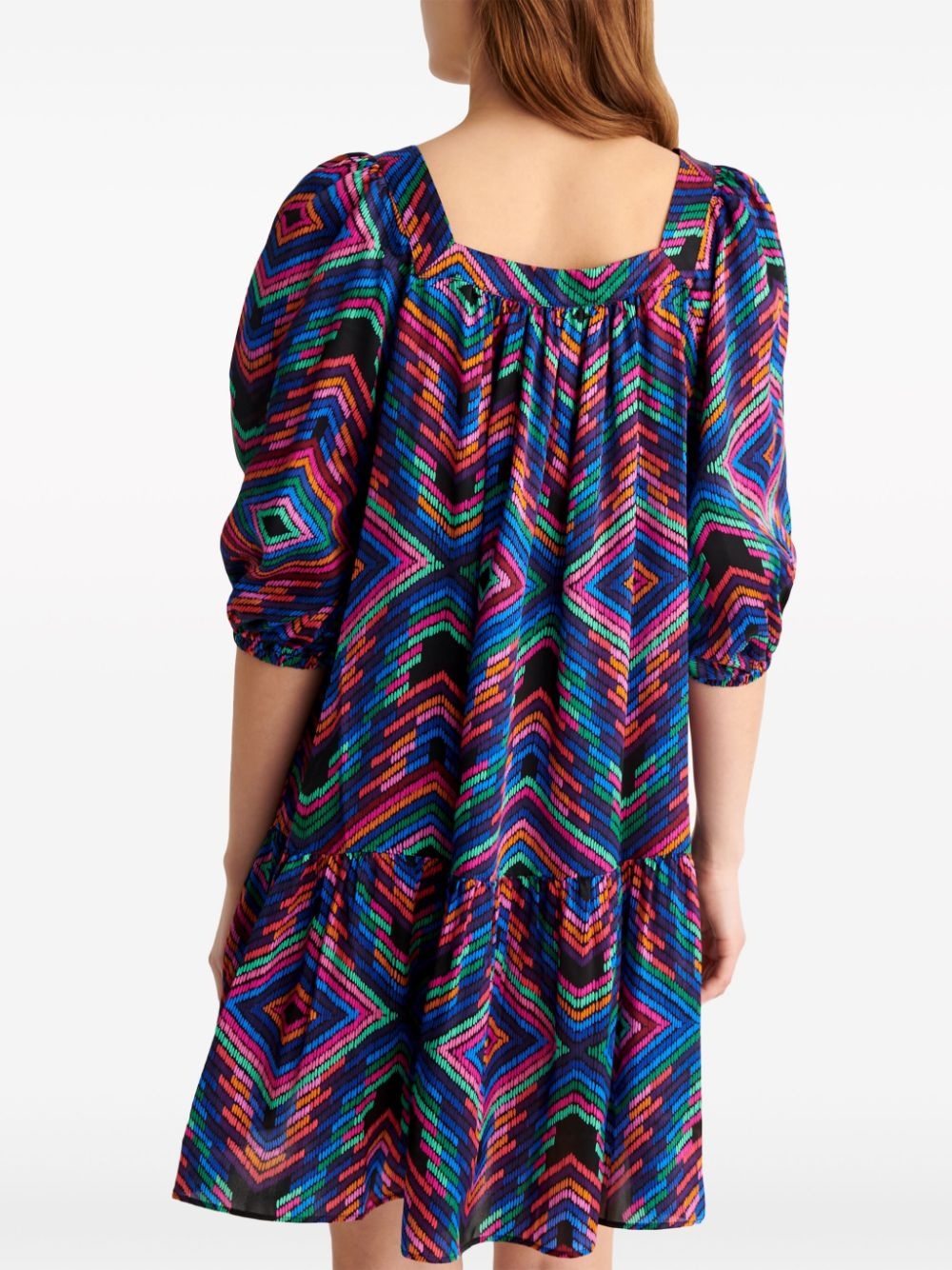Nightclub geometric-print silk minidress - 4