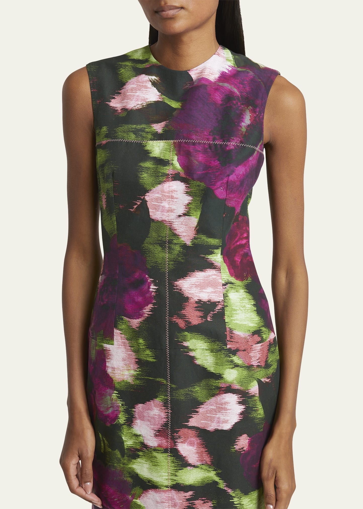 Abstract Floral Midi Pencil Dress - 5