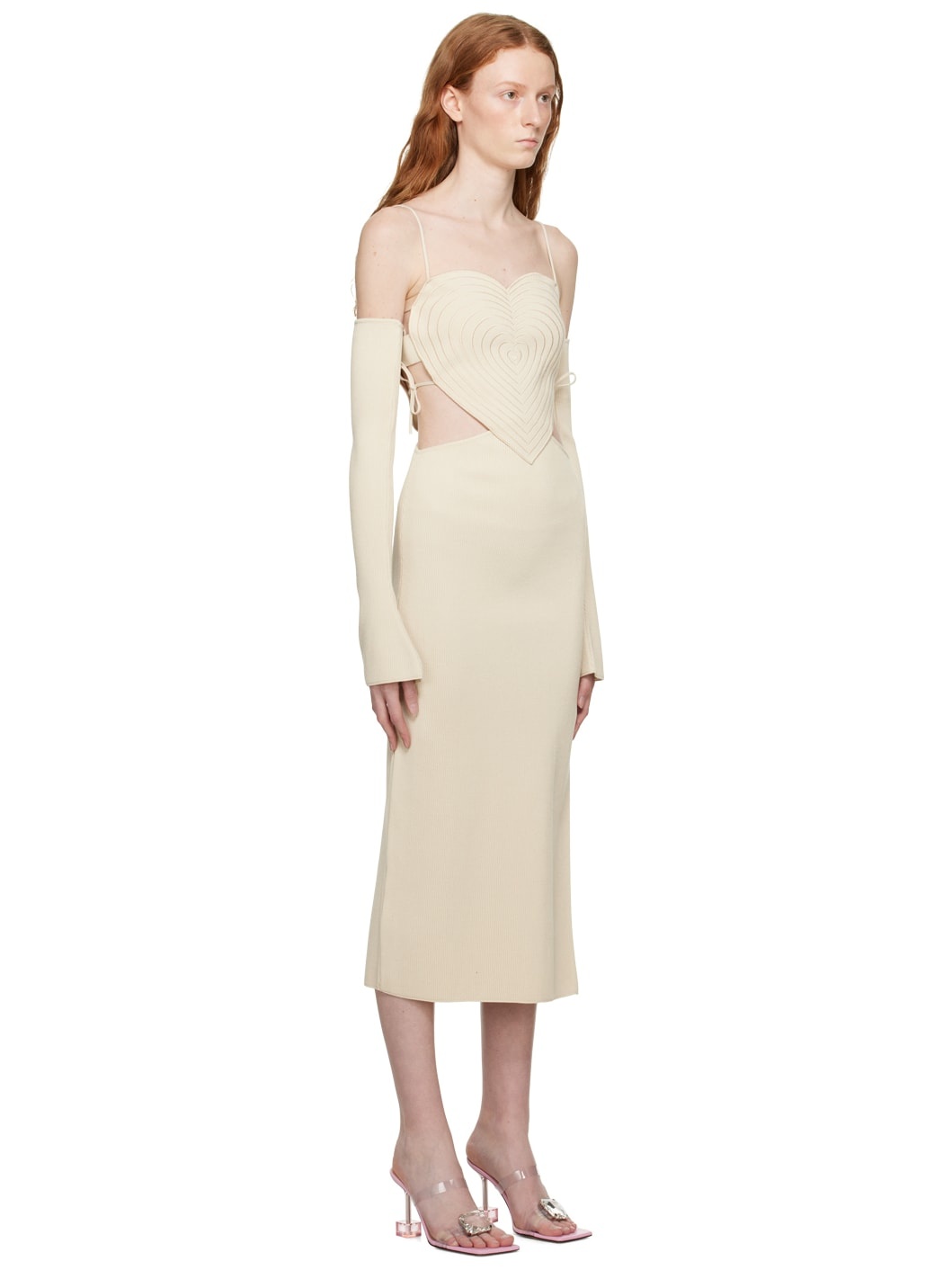 Beige Heart Midi Dress - 2