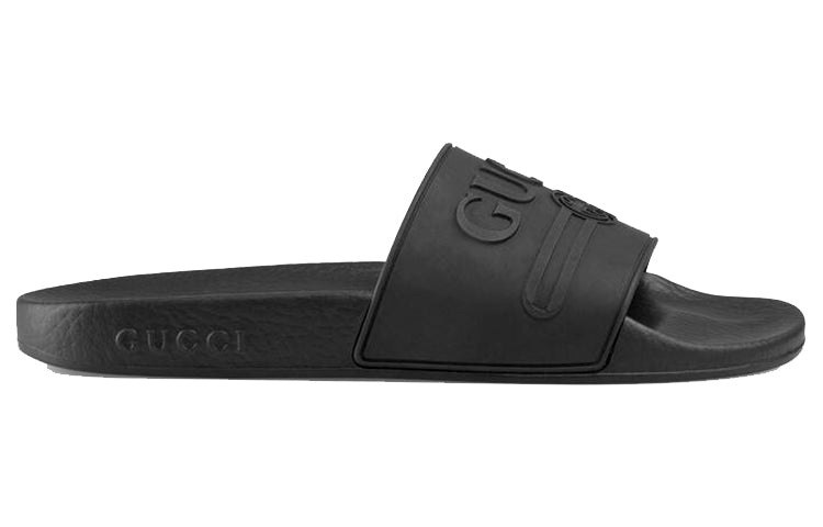 (WMNS) Gucci Logo Rubber Slide 'Black' 525140-JCZ00-1031 - 2