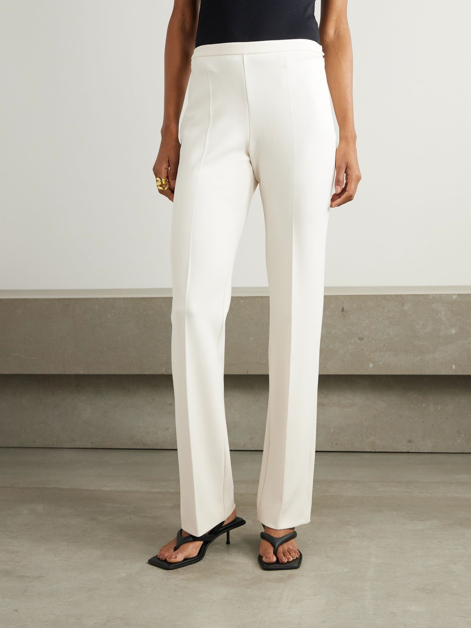 Stretch-jersey straight-leg pants White - 3