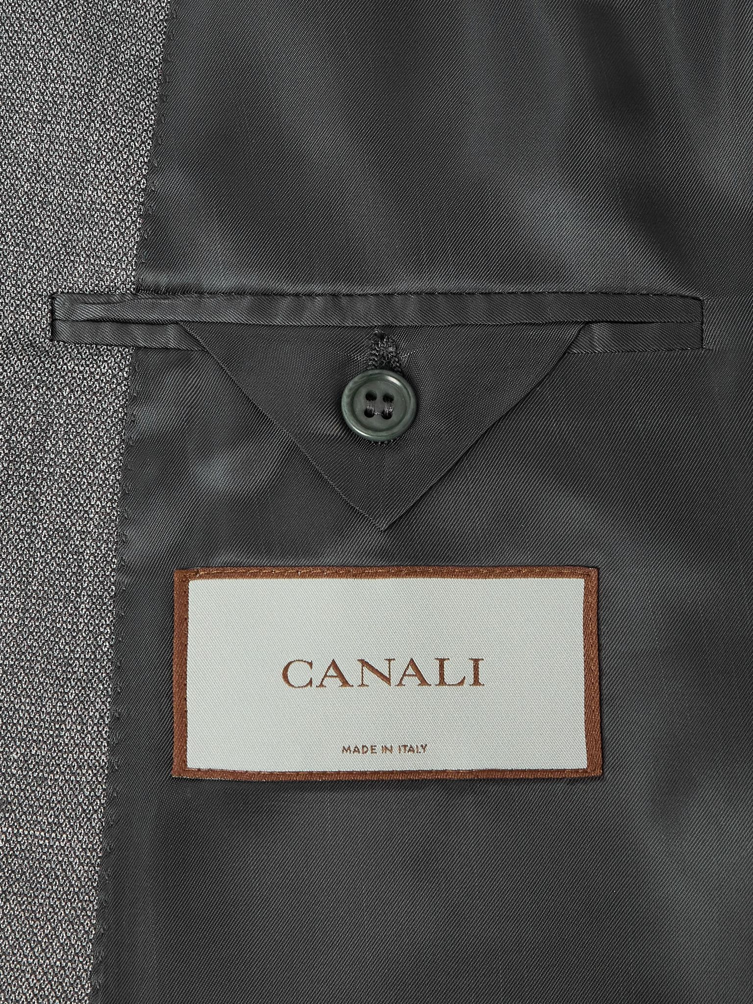 Double-Breasted Wool Suit Jacket Gray - 5