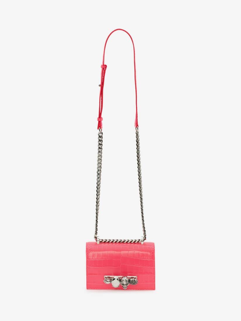 Mini Jewelled Satchel in Neon Pink - 5